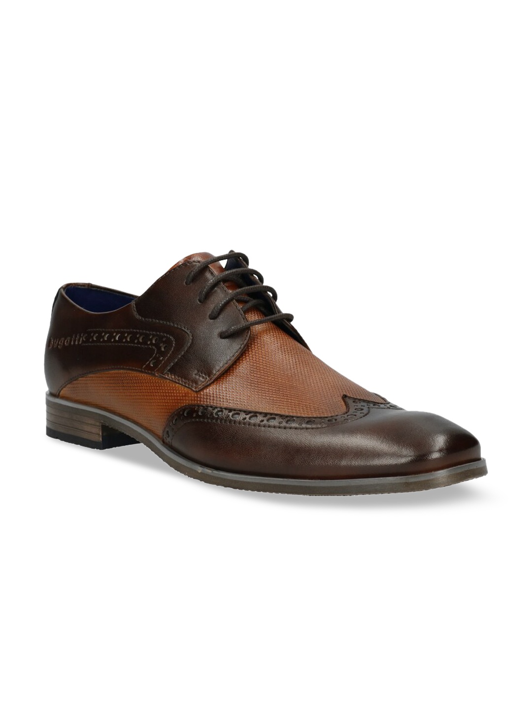 

Bugatti Men Brown Colourblocked Leather Formal Derbys