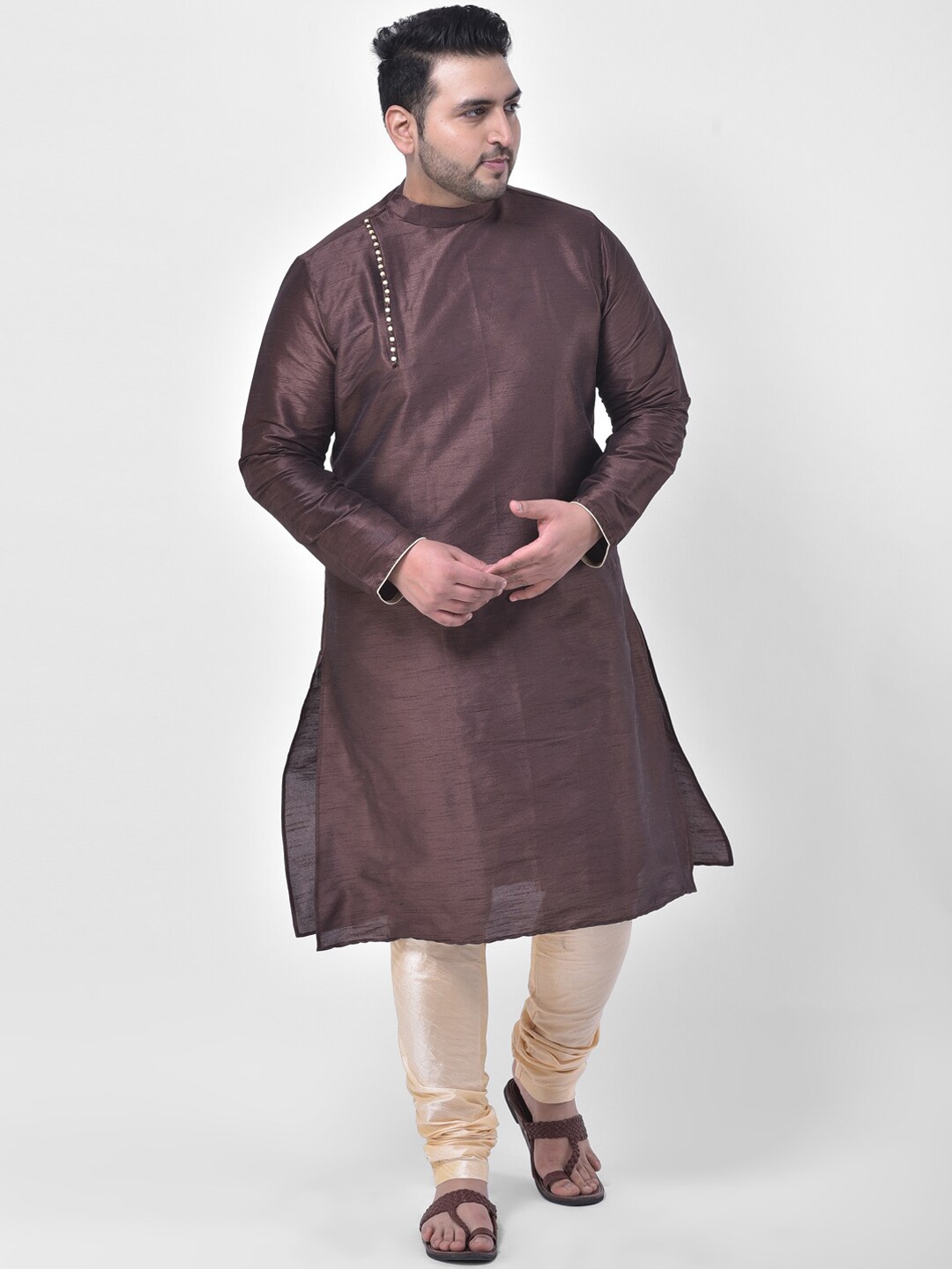 

Deyann plus men brown kurta