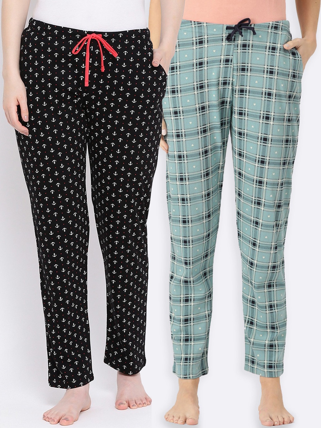 

Kanvin Women Pack of 2 Blue & Black Lounge Pants
