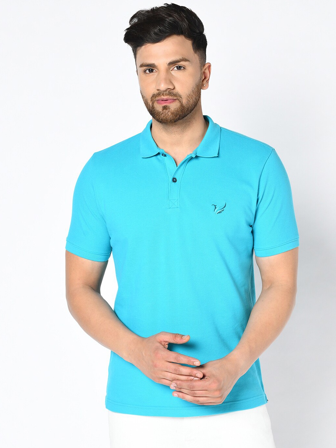 

Blackberrys Men Blue Solid Polo Collar T-shirt