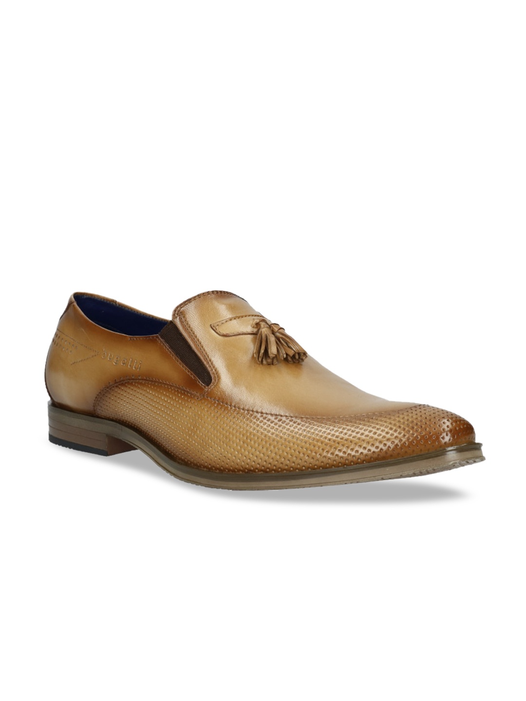 

Bugatti Men Tan Brown Textured Leather Formal Loafers