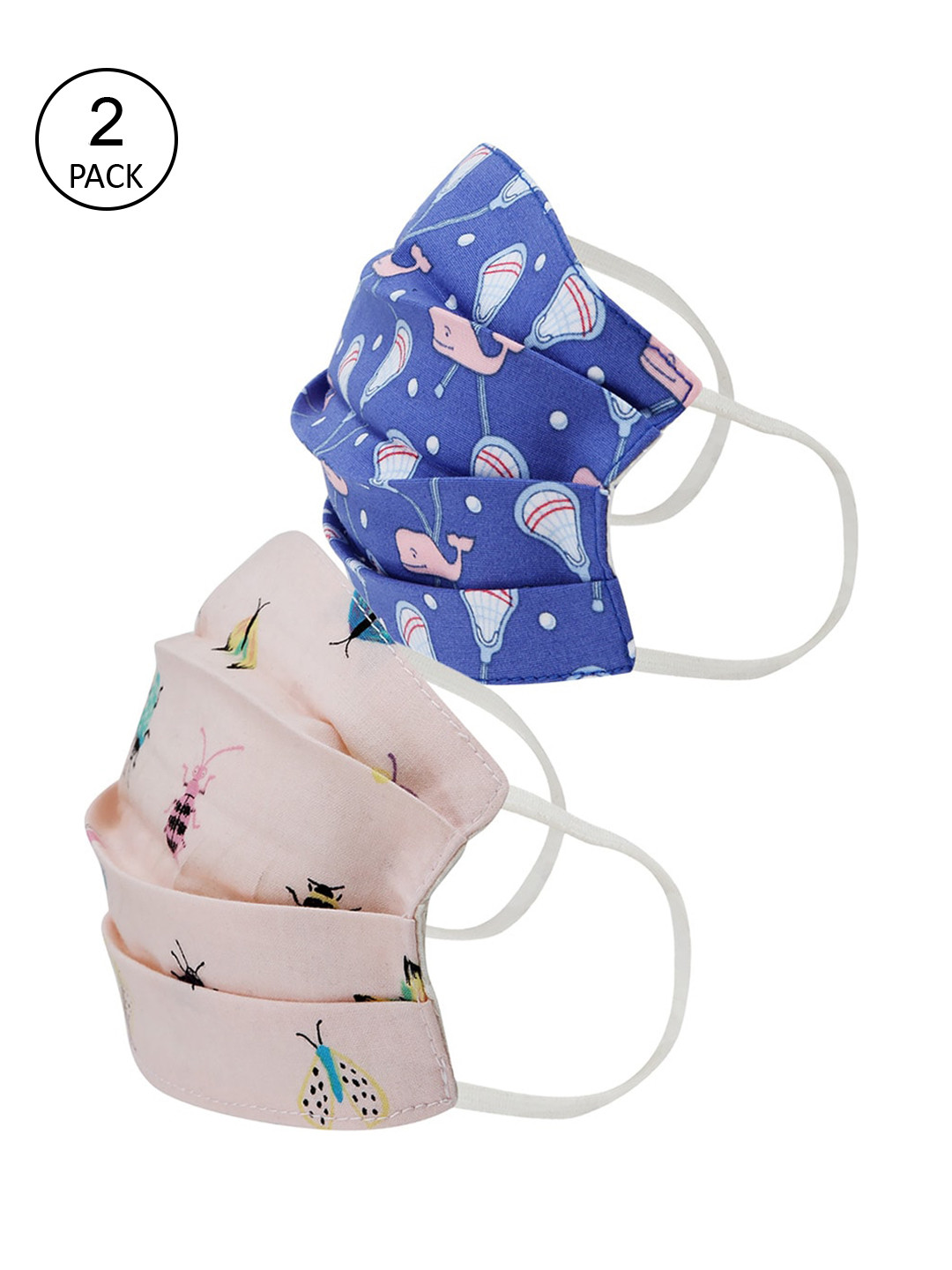 

Kazo Kids Pack Of 2 Printed Reusable Cotton Cloth Masks, Pink