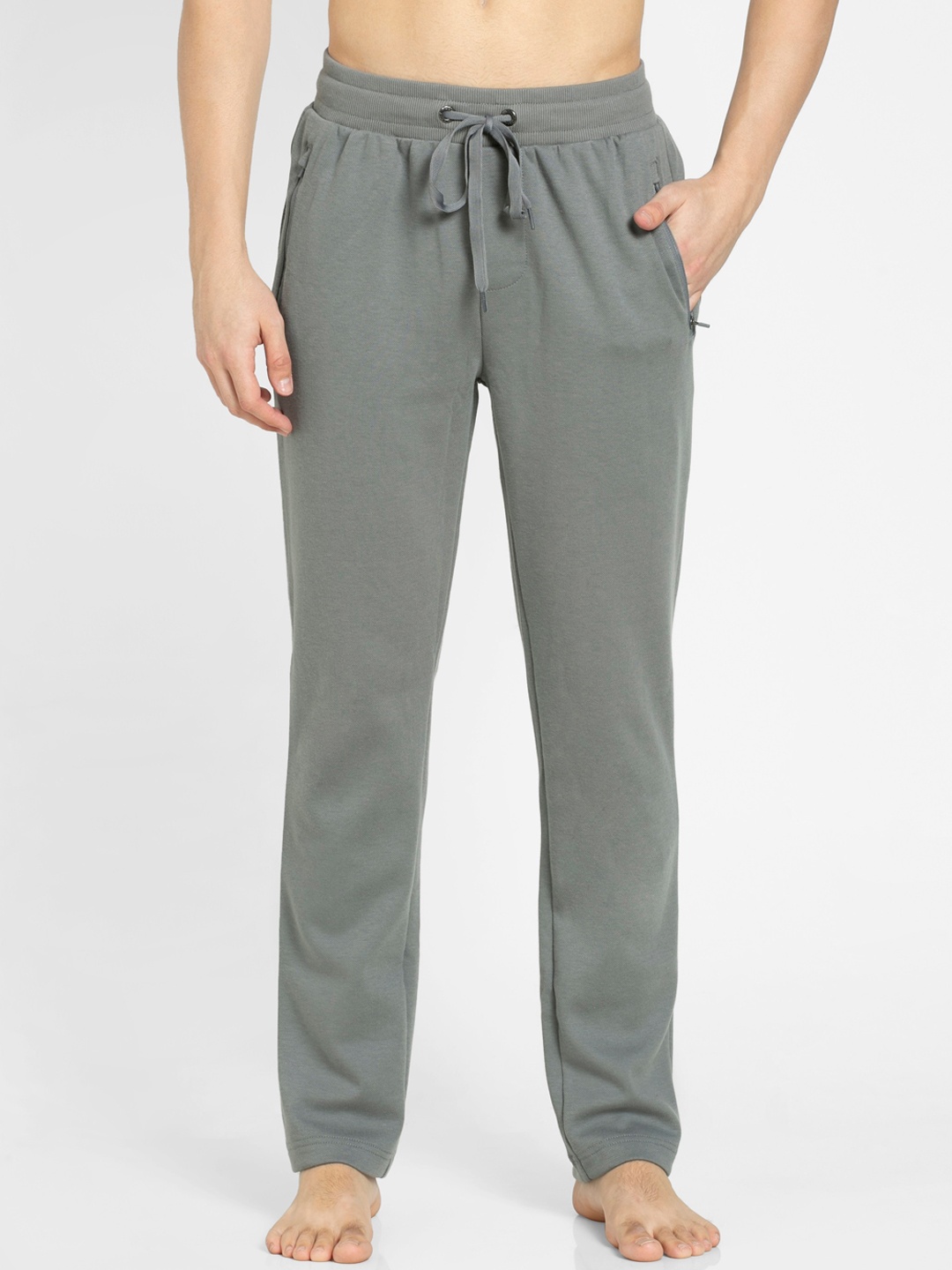 

Jockey Combed Cotton Rich Pique Slim Fit Trackpant with Side Zipper Pockets-AM44, Grey