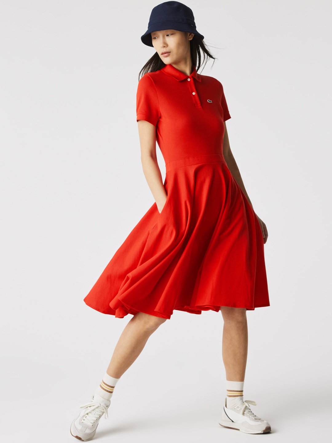

Lacoste Women Red Solid Fit and Flare Dress
