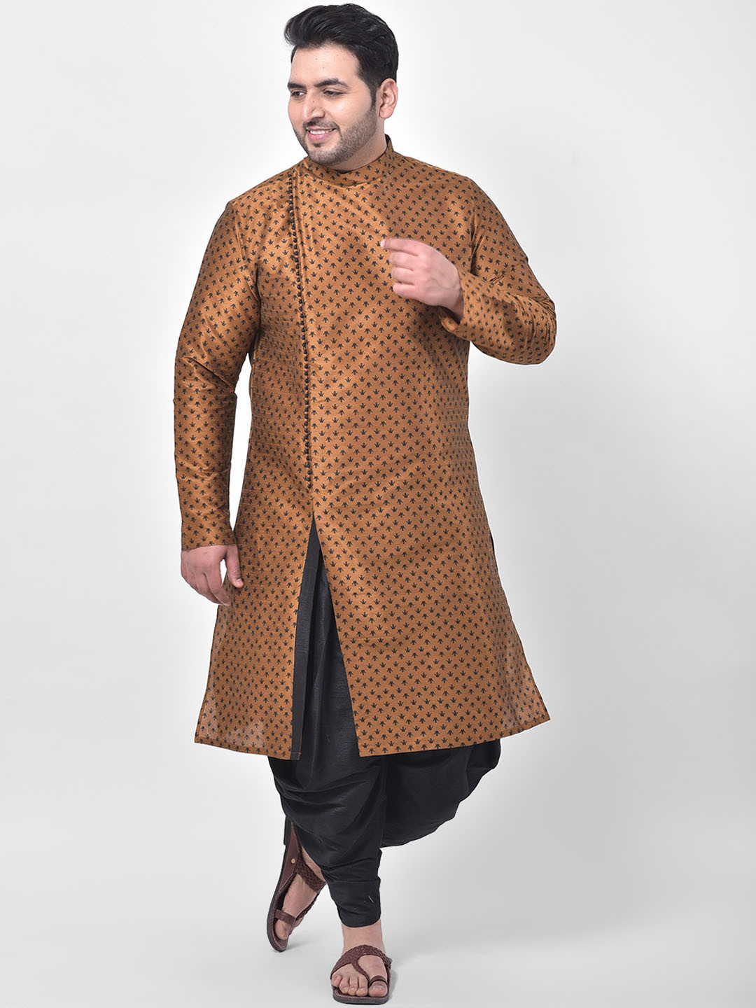 

DEYANN PLUS Men Copper-Toned Printed Kurta with Patiala
