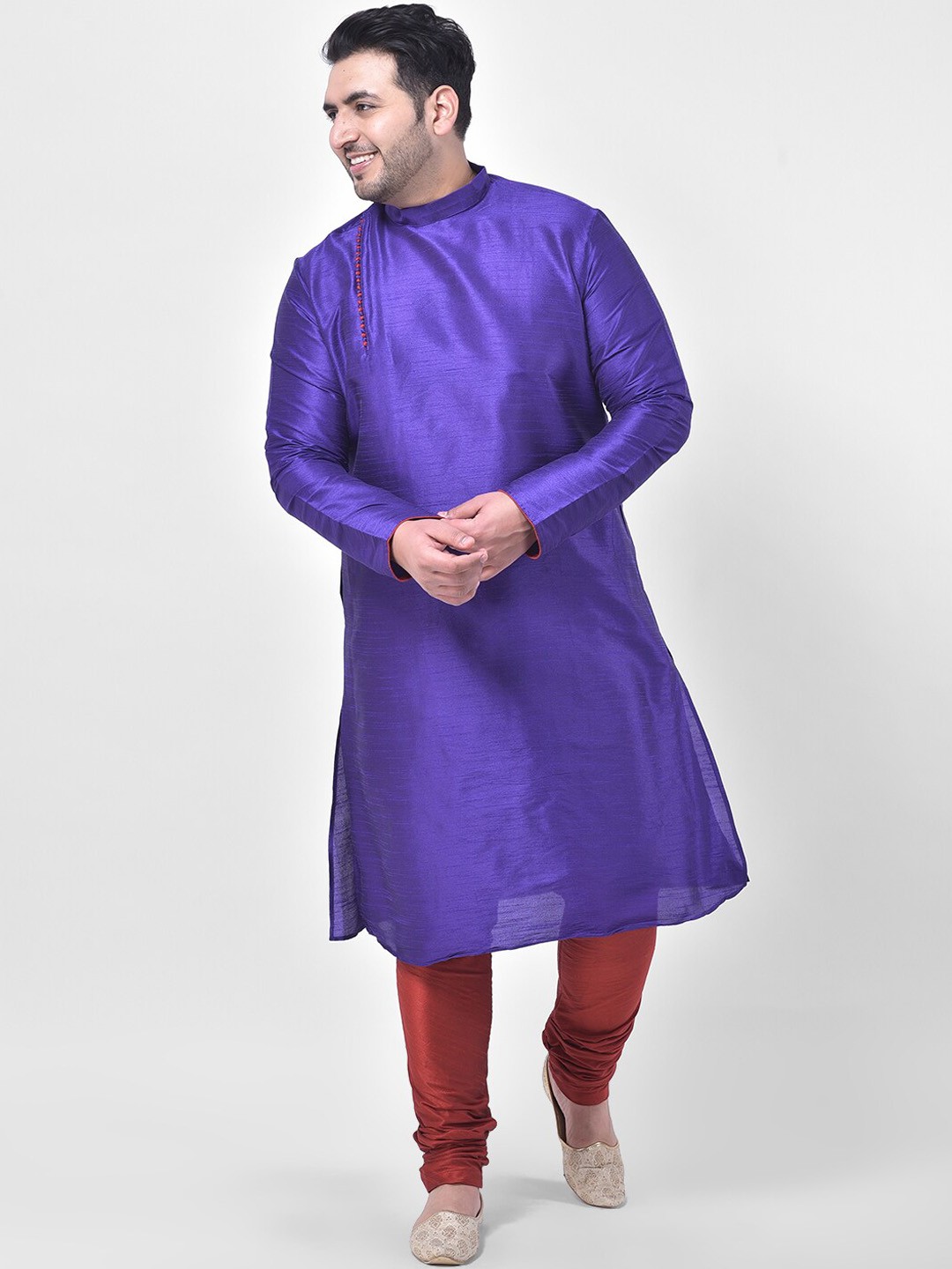 

Deyann plus men purple yoke design kurta