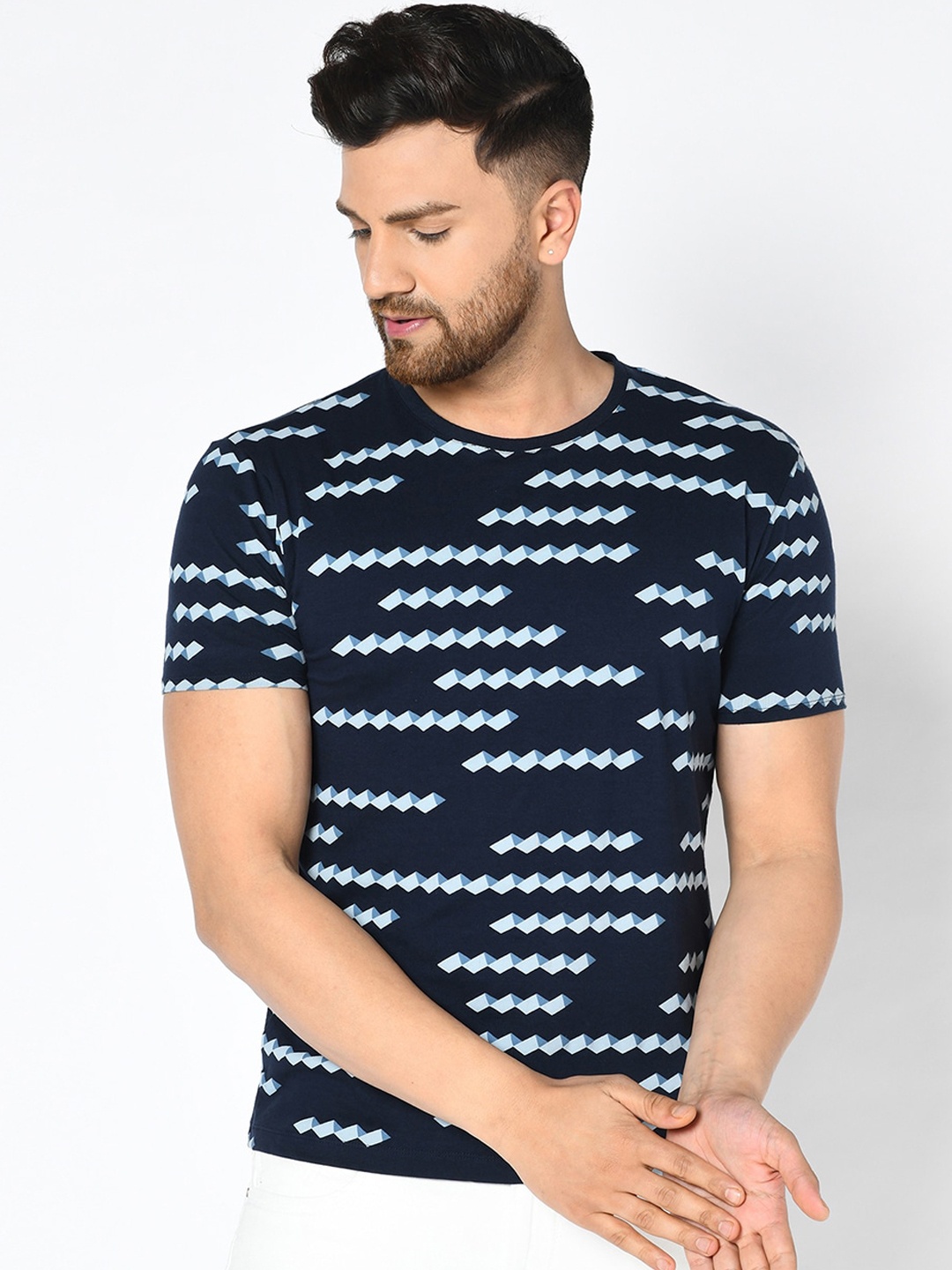 

Blackberrys Men White Printed Round Neck T-shirt