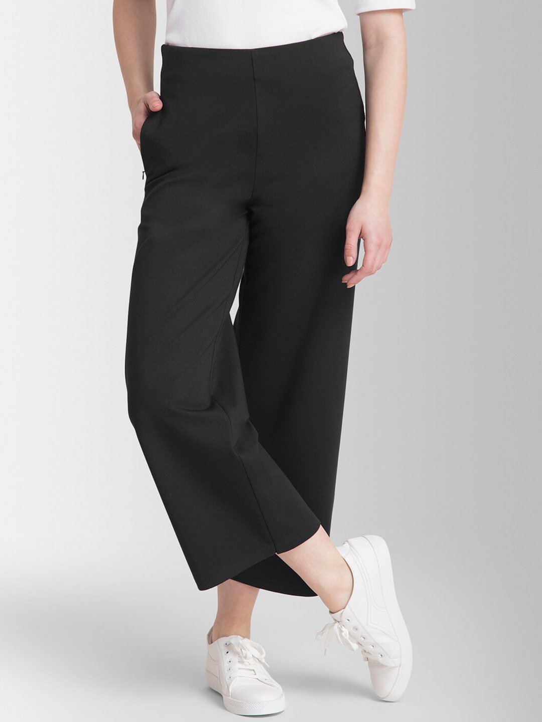 

FableStreet Women LivIn Wide Fit Black Culottes