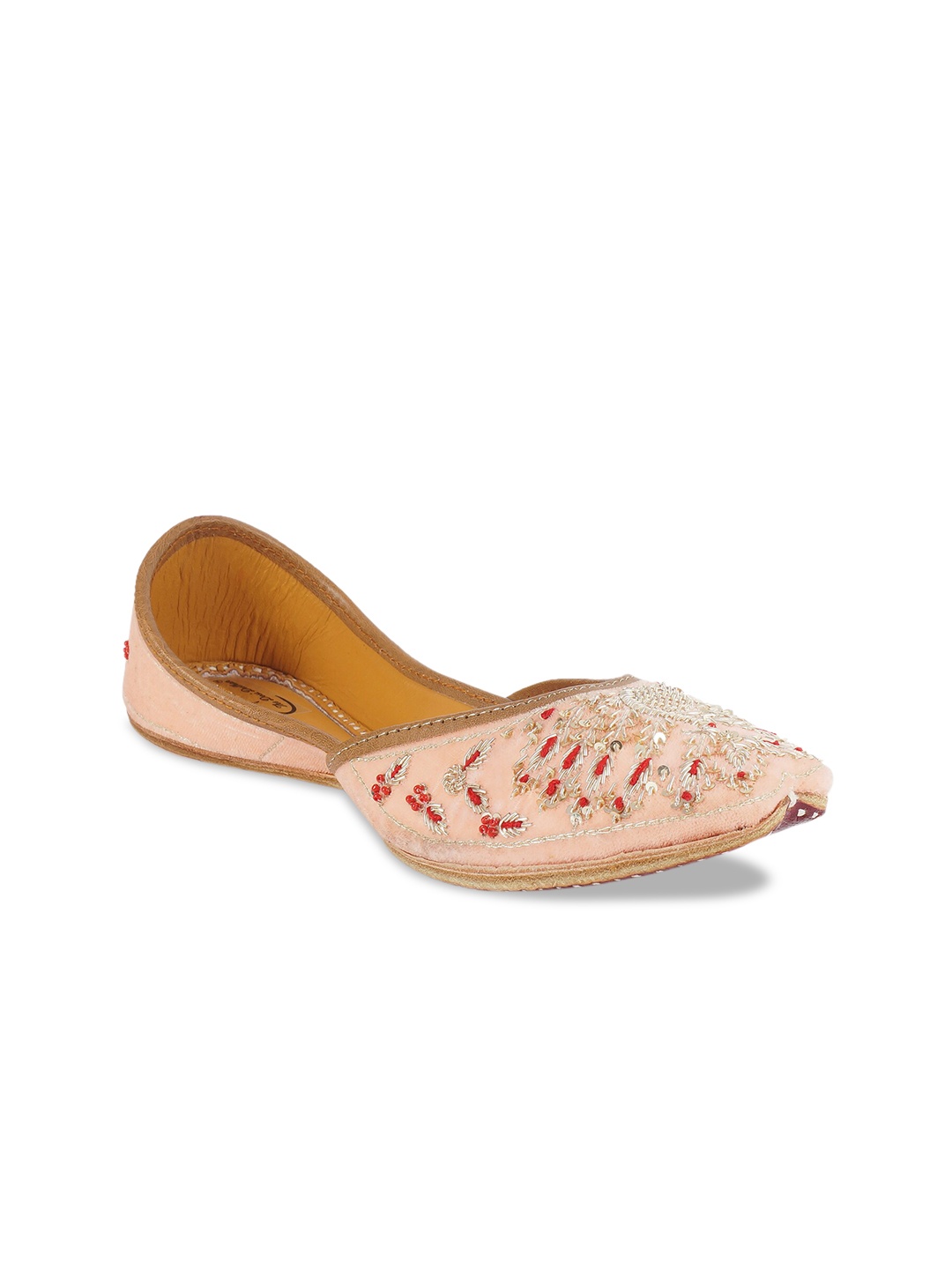 

The Desi Dulhan Women Pink Woven Design Fabric Mojaris