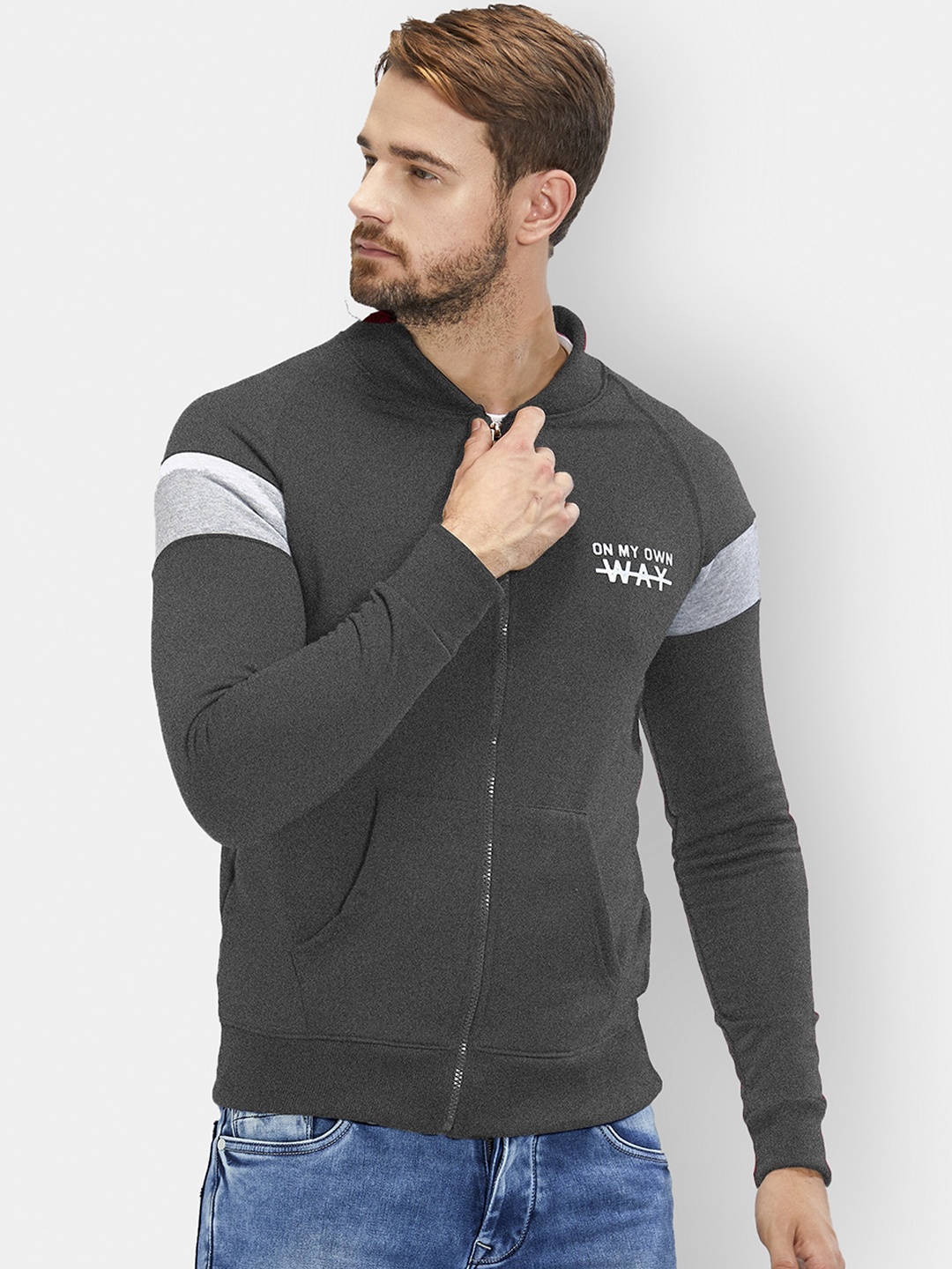 

Maniac Men Charcoal Grey Solid Pullover