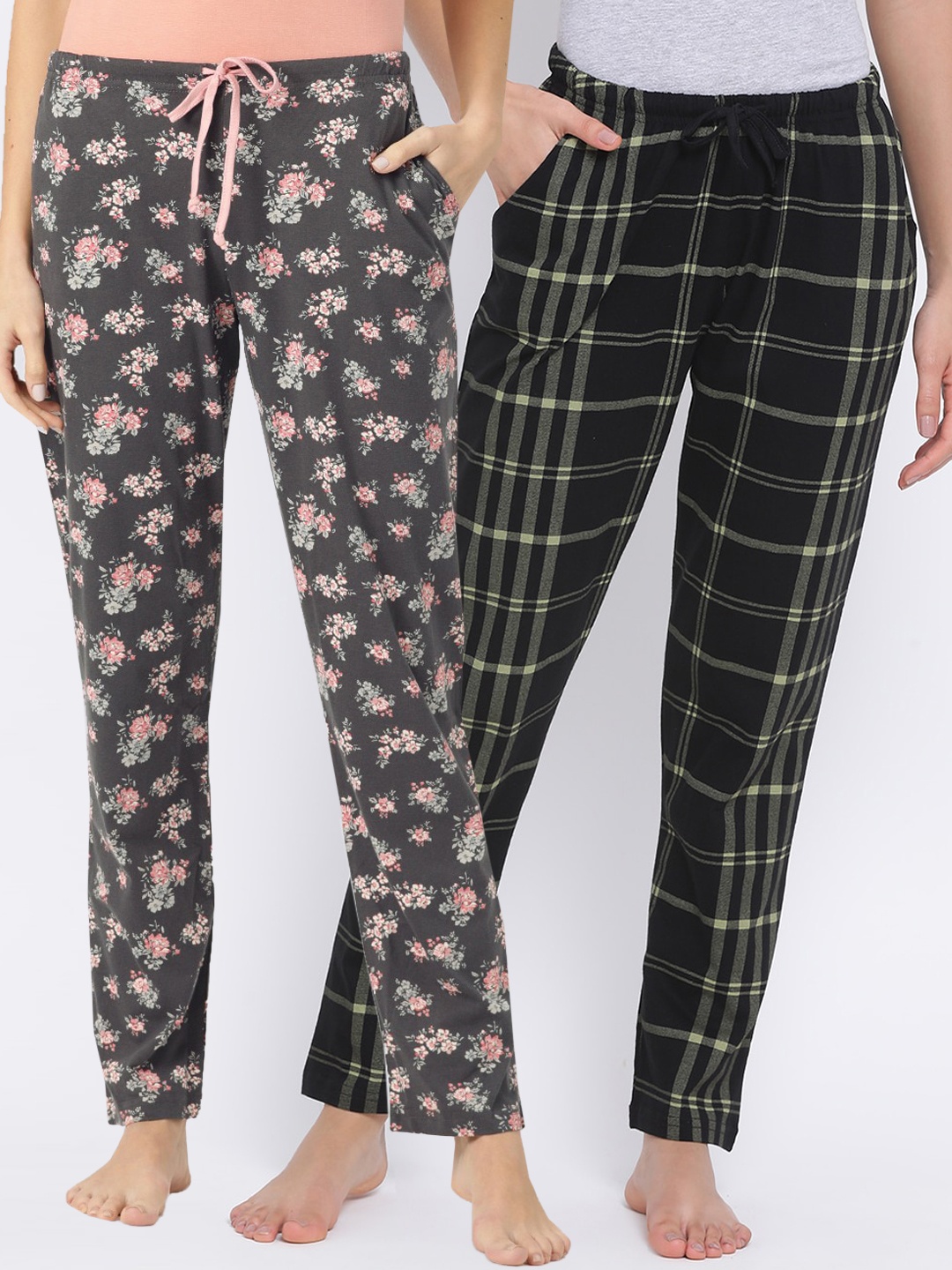 

Kanvin Women Pack Of 2 Lounge Pants, Charcoal