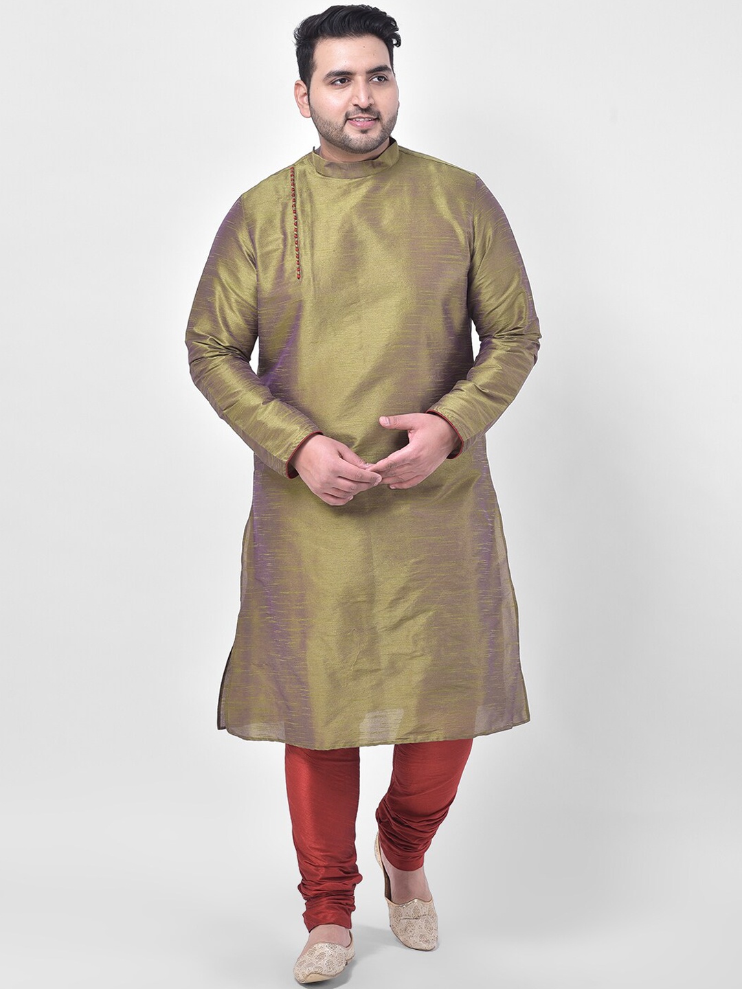 Deyann plus men green printed kurta