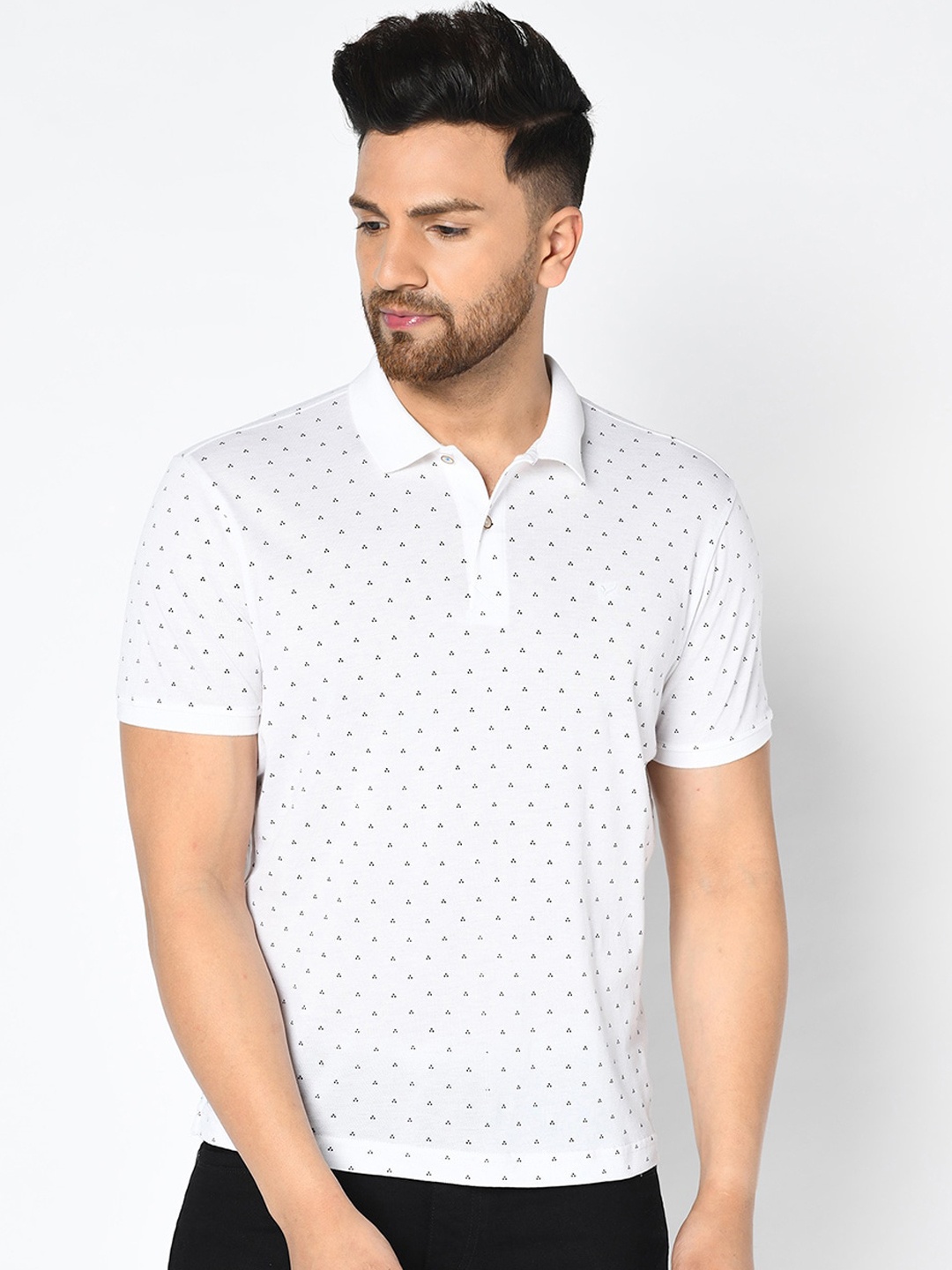 

Blackberrys Men White Printed Polo Collar T-shirt