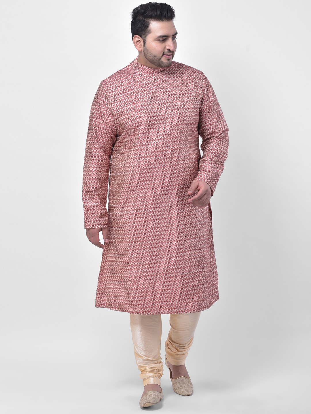 

DEYANN PLUS Men Red Self Design Kurta with Churidar