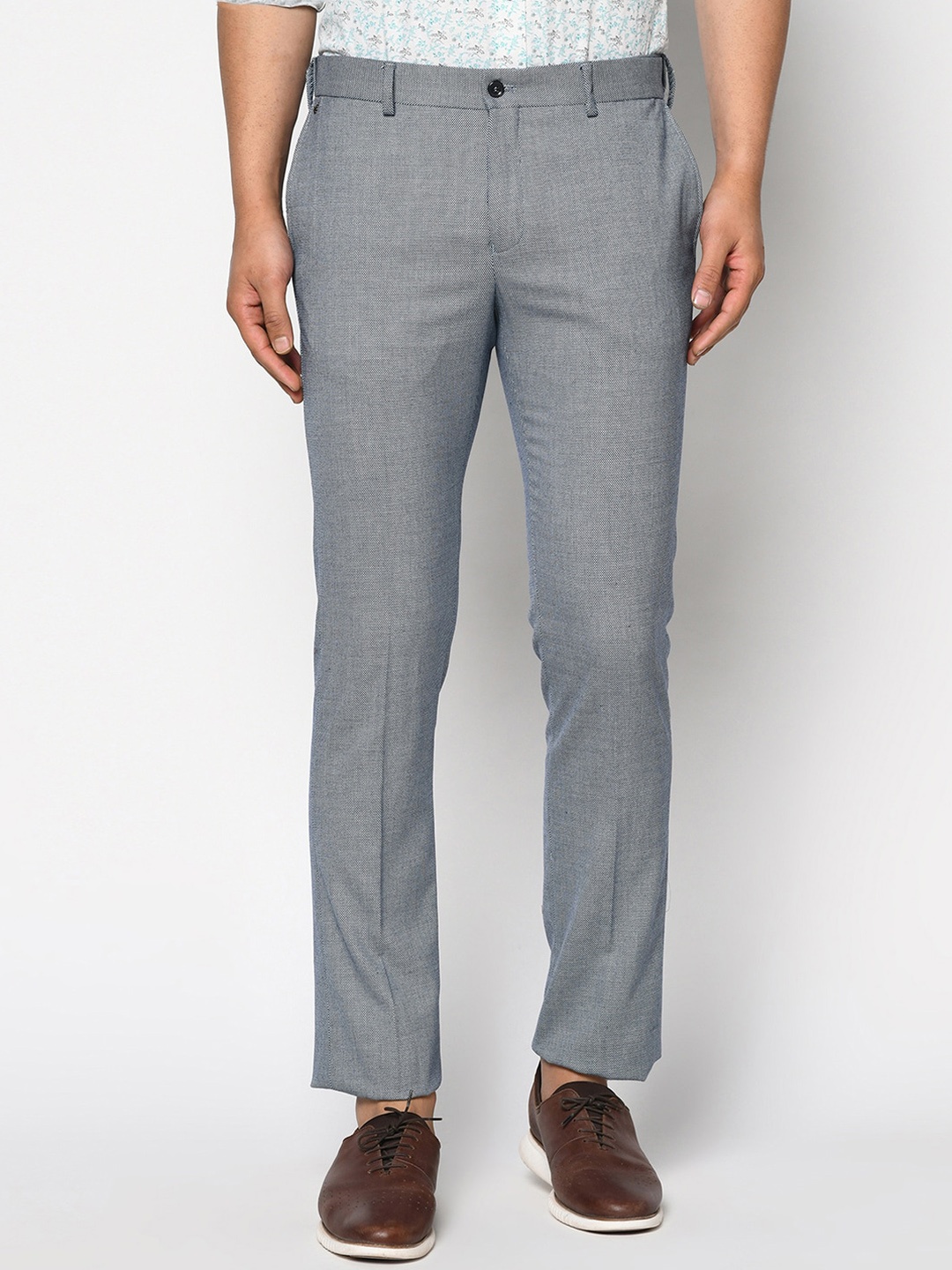 

Blackberrys Men Blue B-95 Slim Fit Solid Formal Trousers