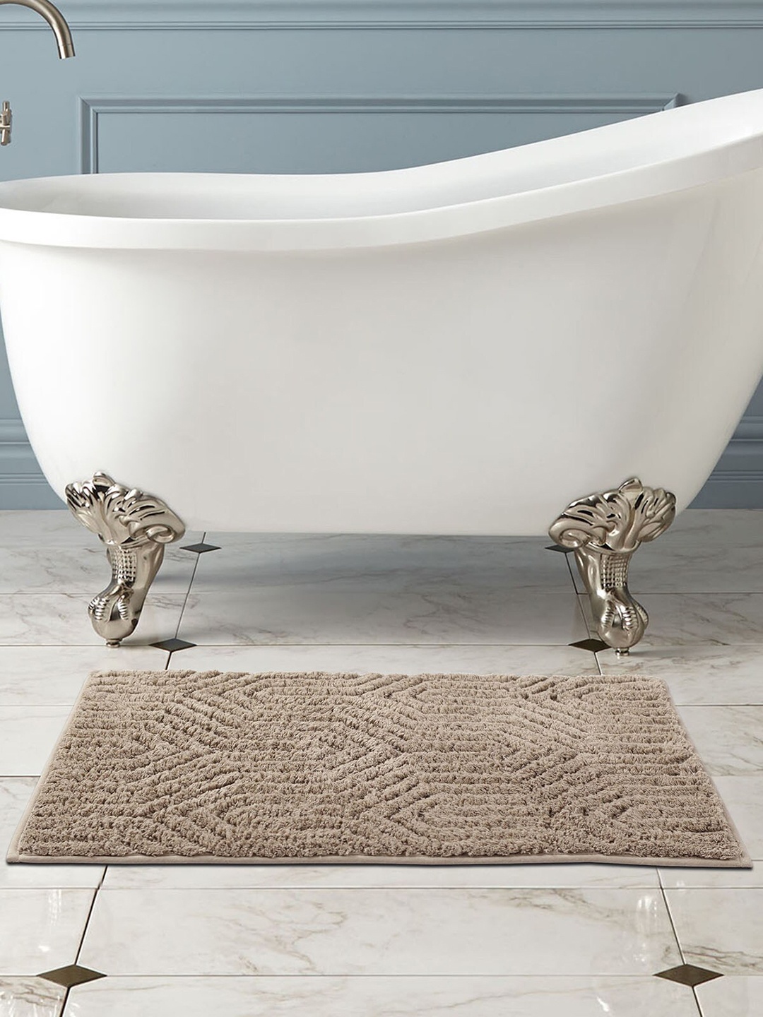 

OBSESSIONS Taupe Self Design Rectangular Bath Rug