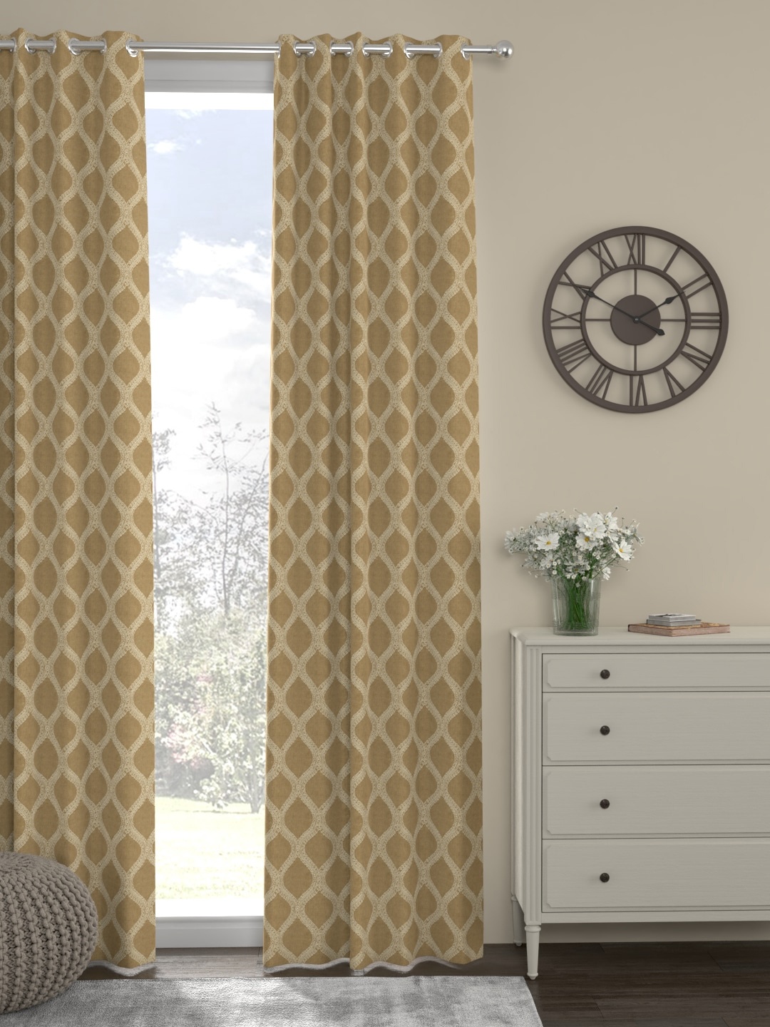 

ROSARA HOME Beige & Gold-Toned Single Long Door Curtain
