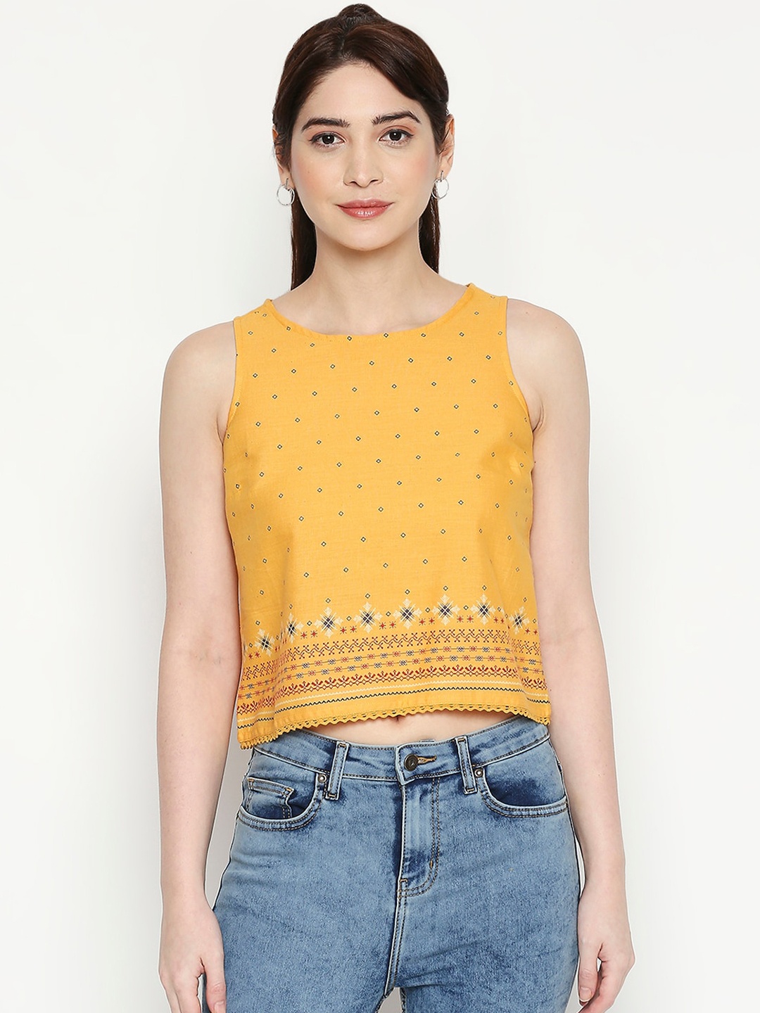 

People Women Mustard Yellow Crop Top