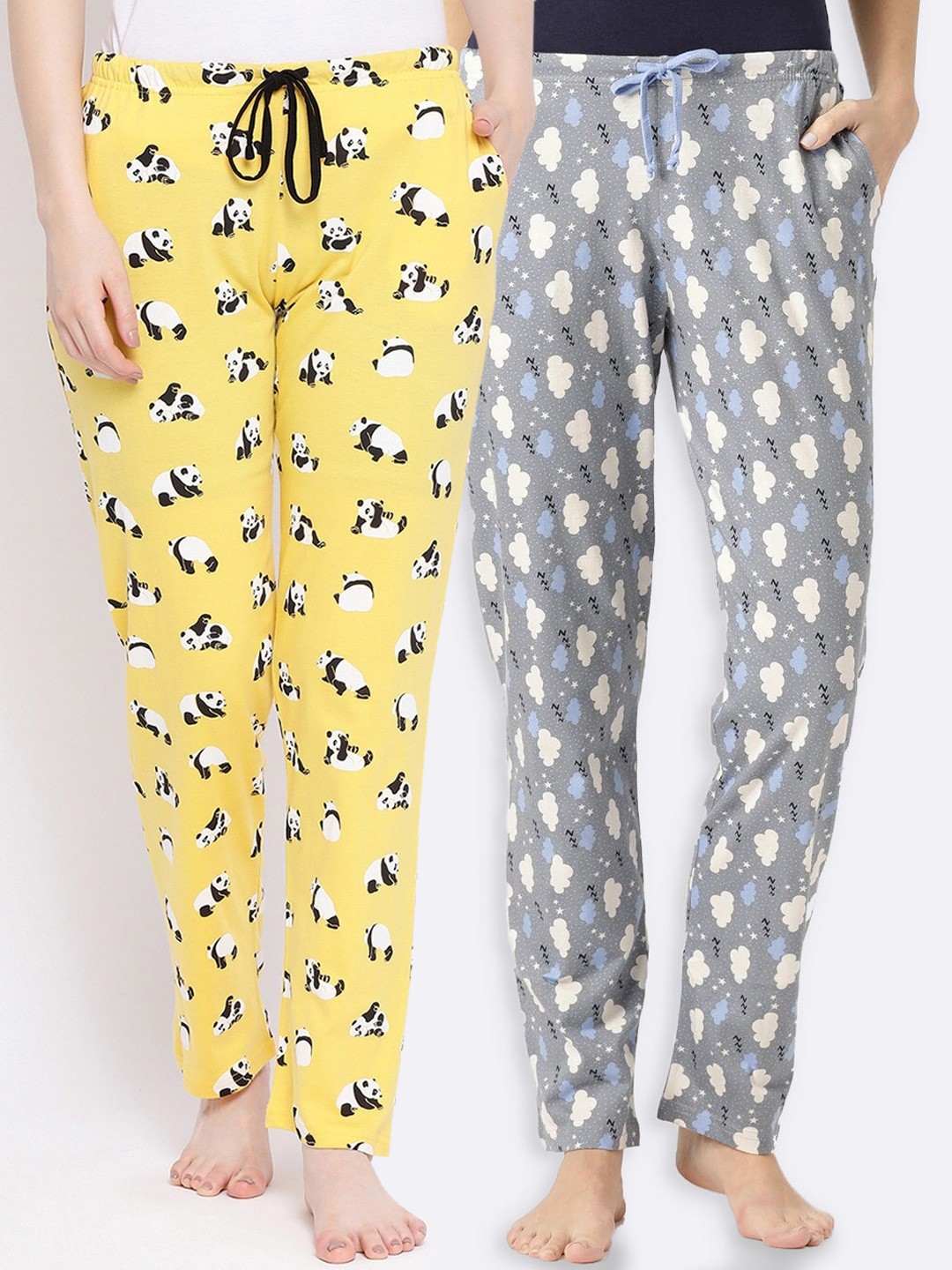 

Kanvin Women Pack Of 2 Printed Lounge Pants, Grey