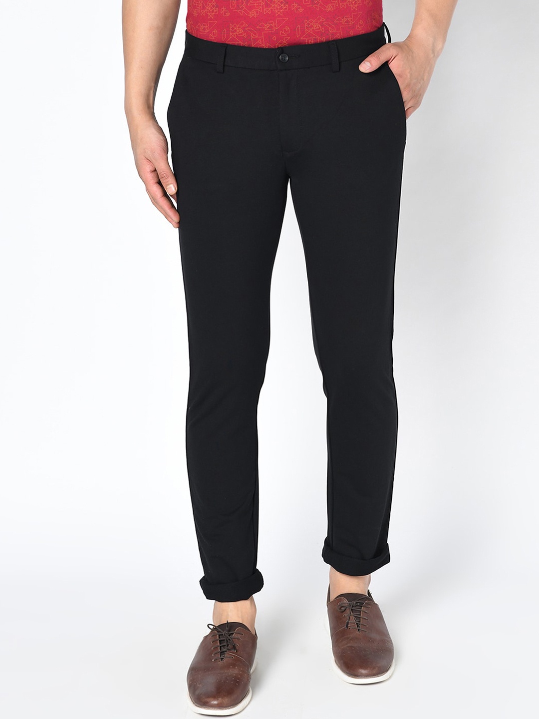 

Blackberrys Men Black B-95 Slim Fit Regular Trousers