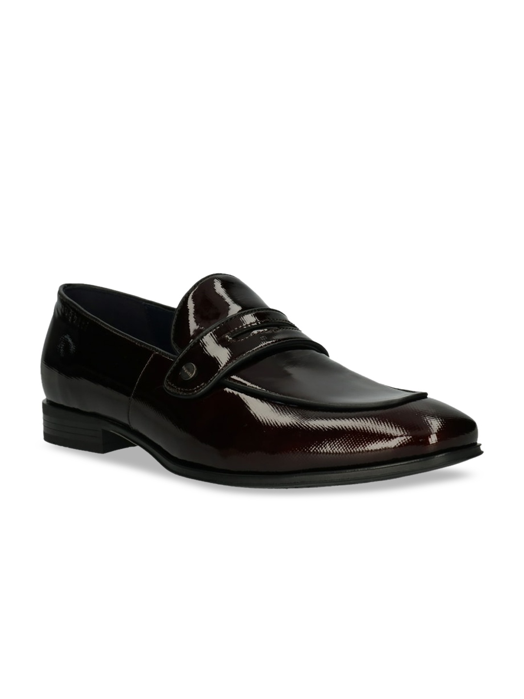 

Bugatti Men Maroon Textured Patent Leather Formal Loafers