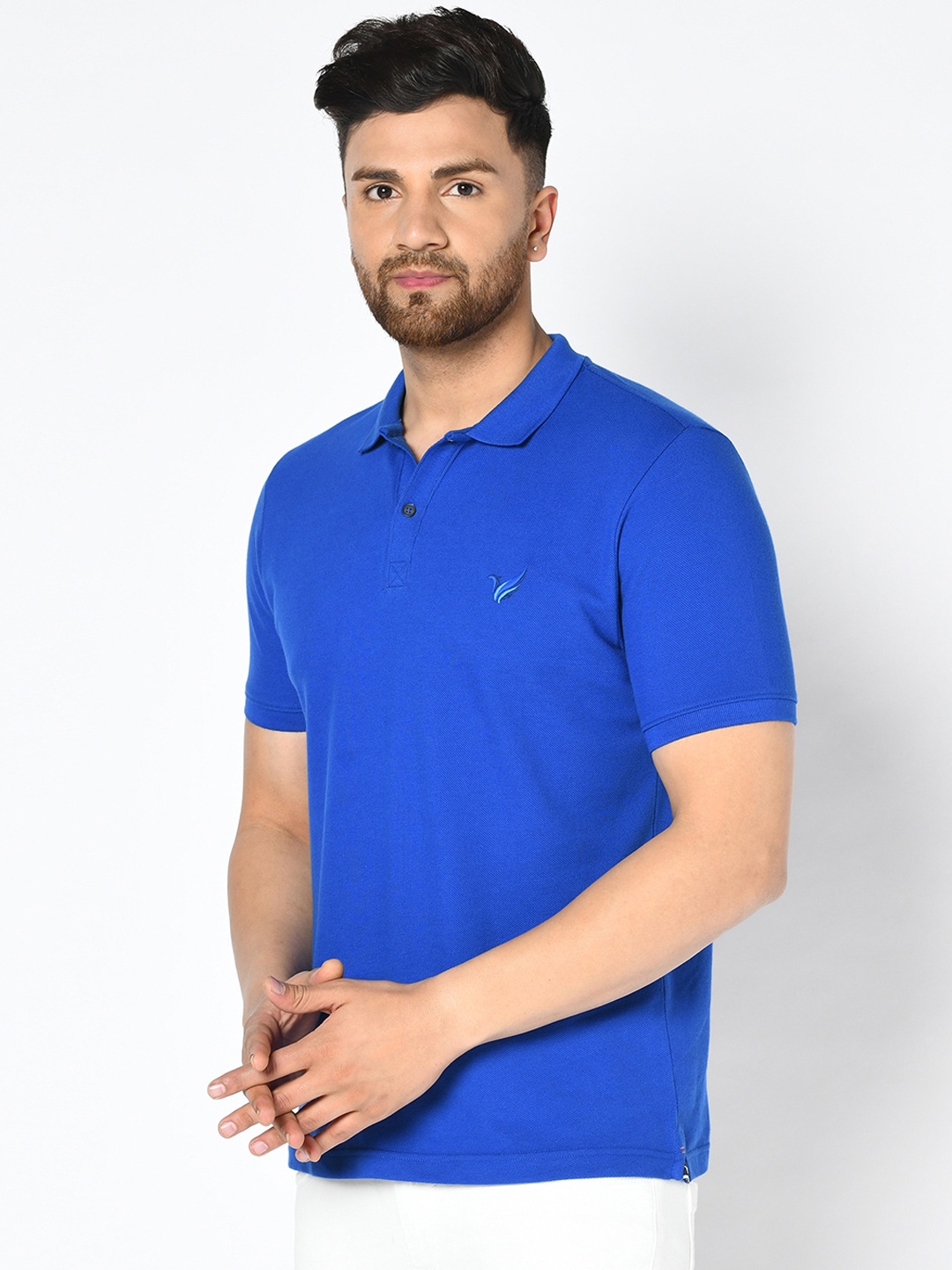 

Blackberrys Men Blue Solid Polo Collar T-shirt