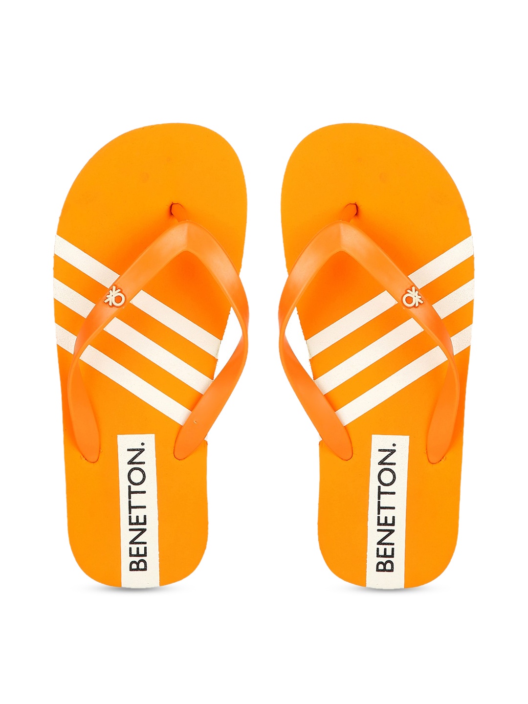 

United Colors of Benetton Men Orange & White Striped Thong Flip-Flops
