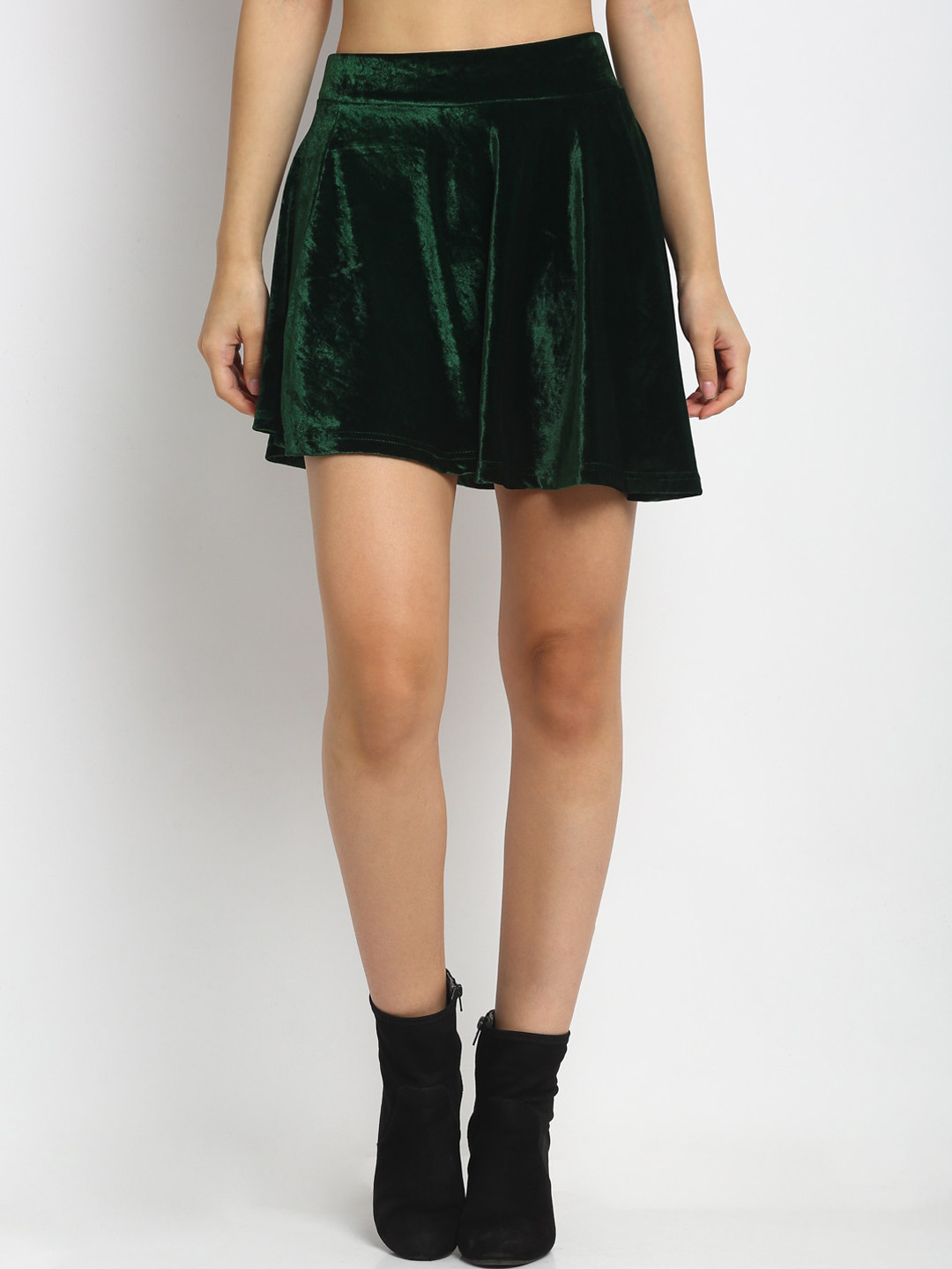 

NEUDIS Women Green Solid Mini Flared Skirt