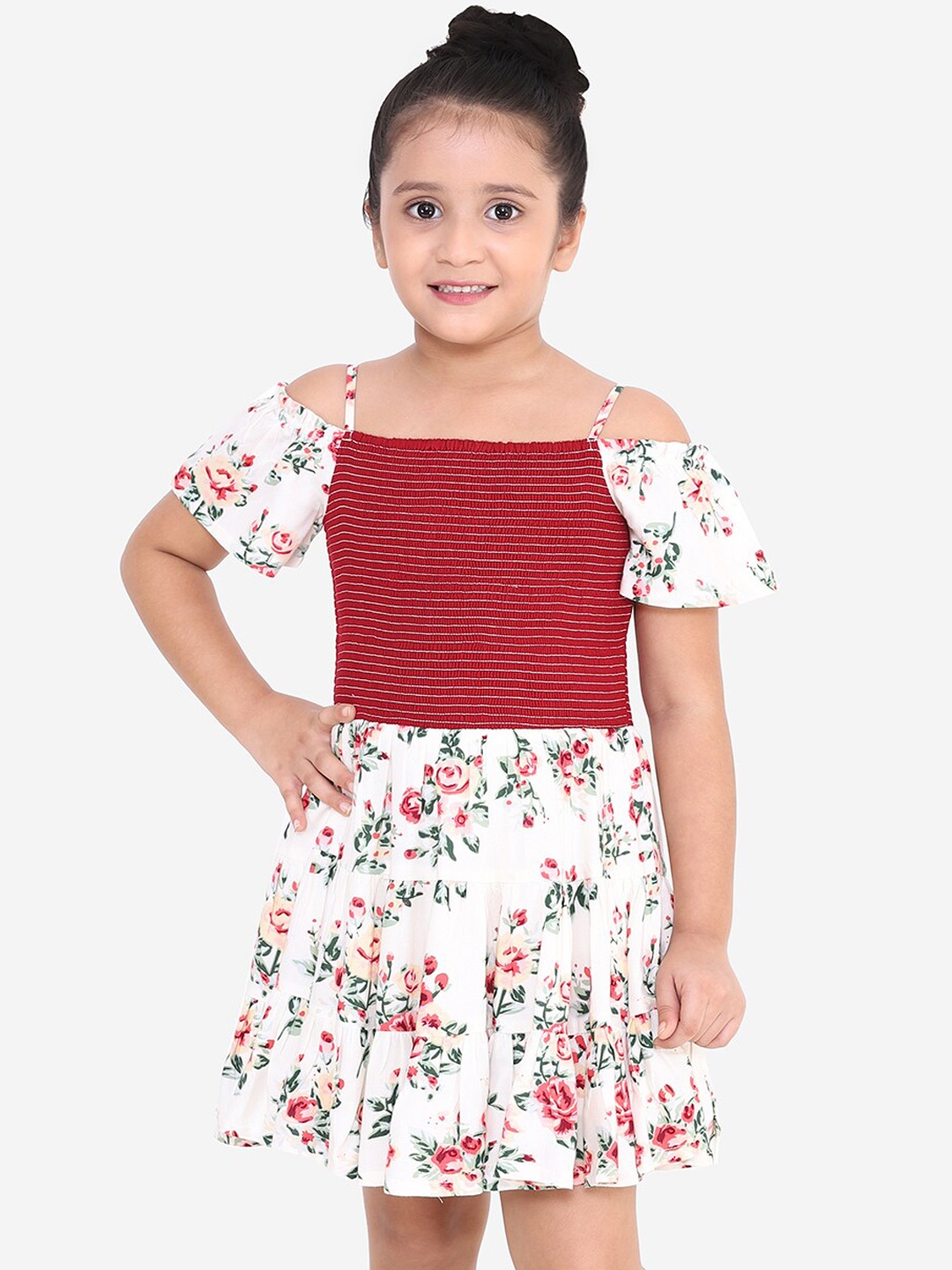 

Naughty Ninos Girls White Printed Fit and Flare Dress