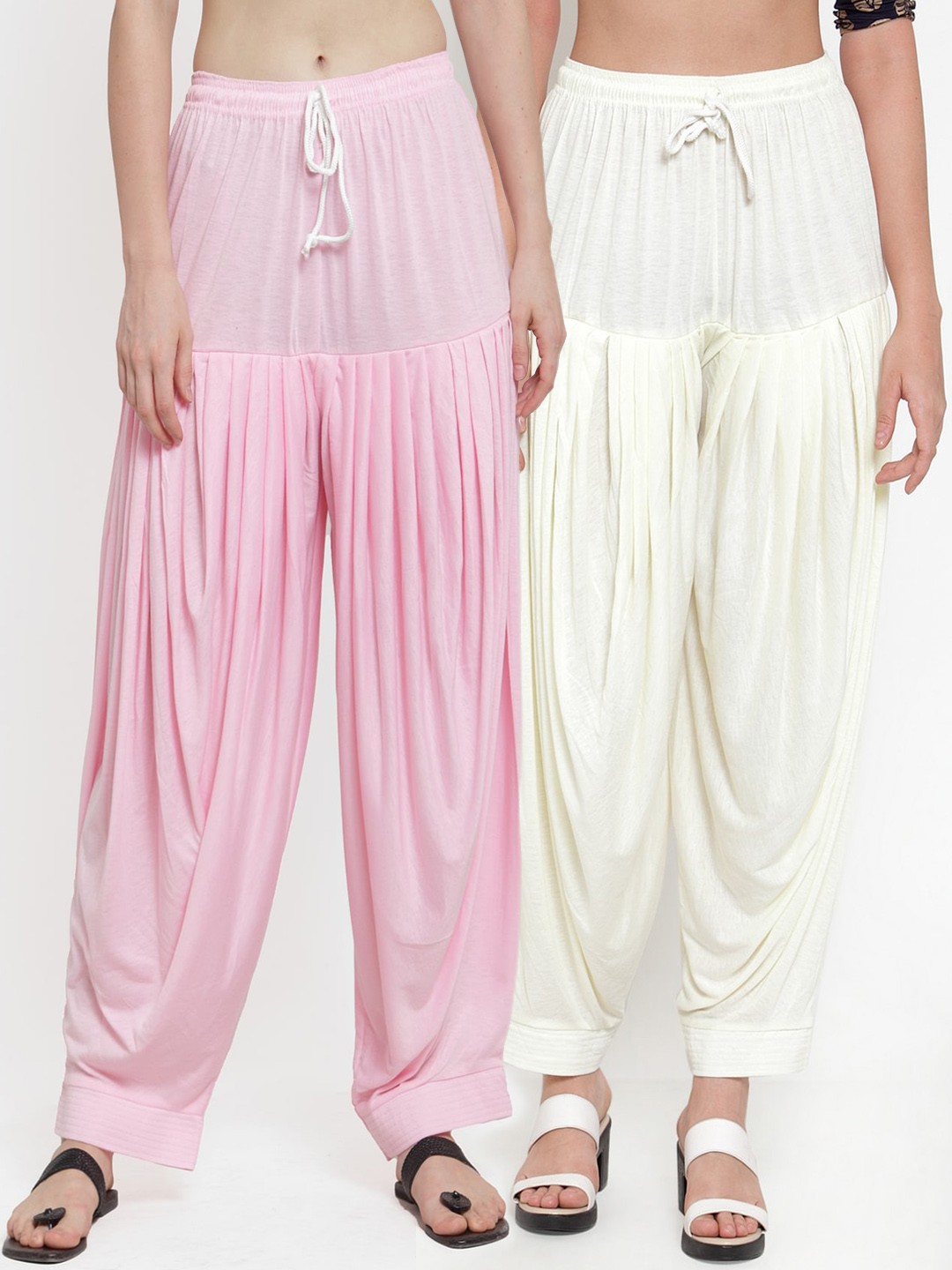 

GRACIT Women Pack of 2 Solid Patialas, Pink