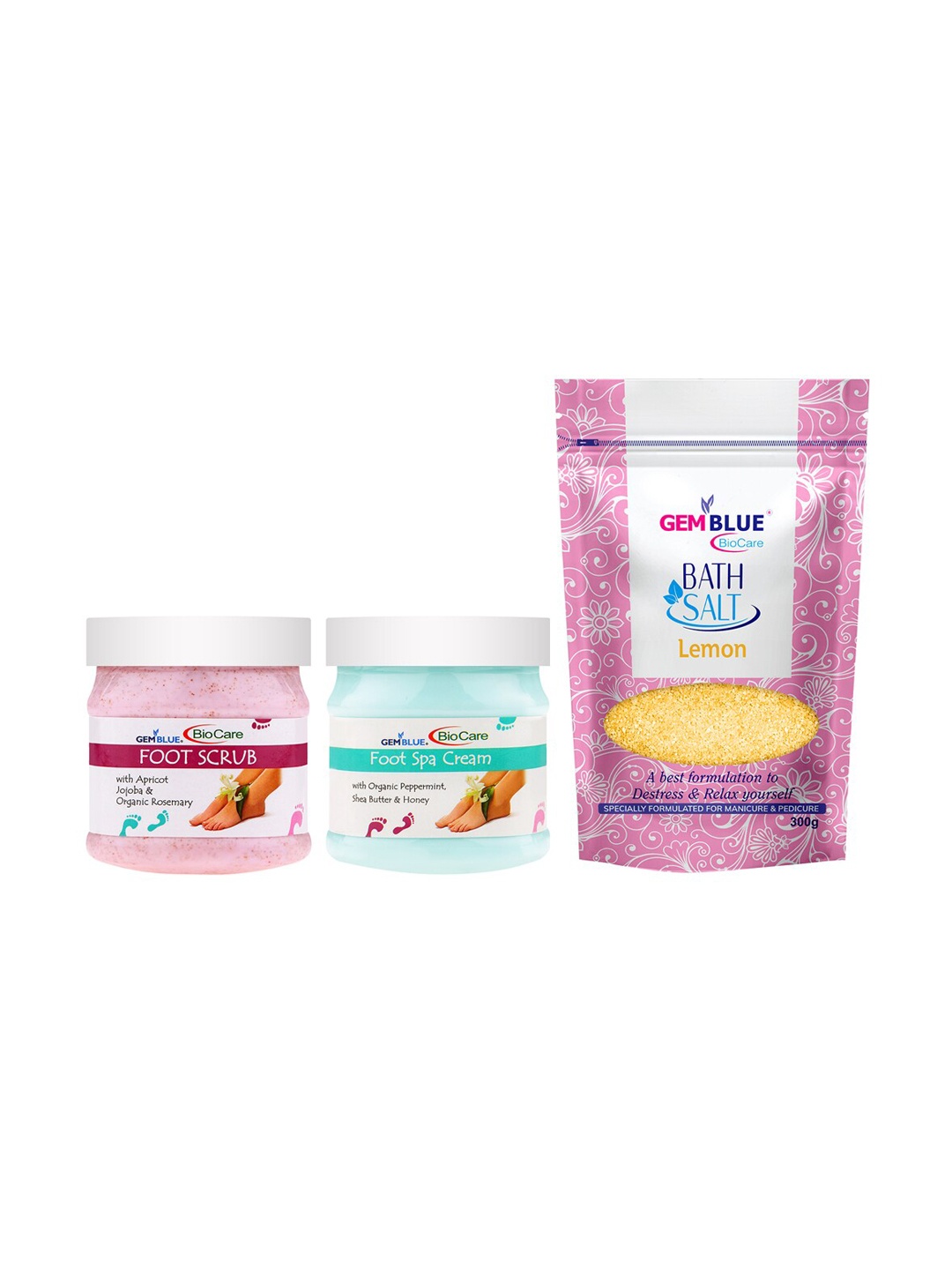 

GEMBLUE BioCare Combo of 3 Foot Scrub & Cream 500 ml, Pink