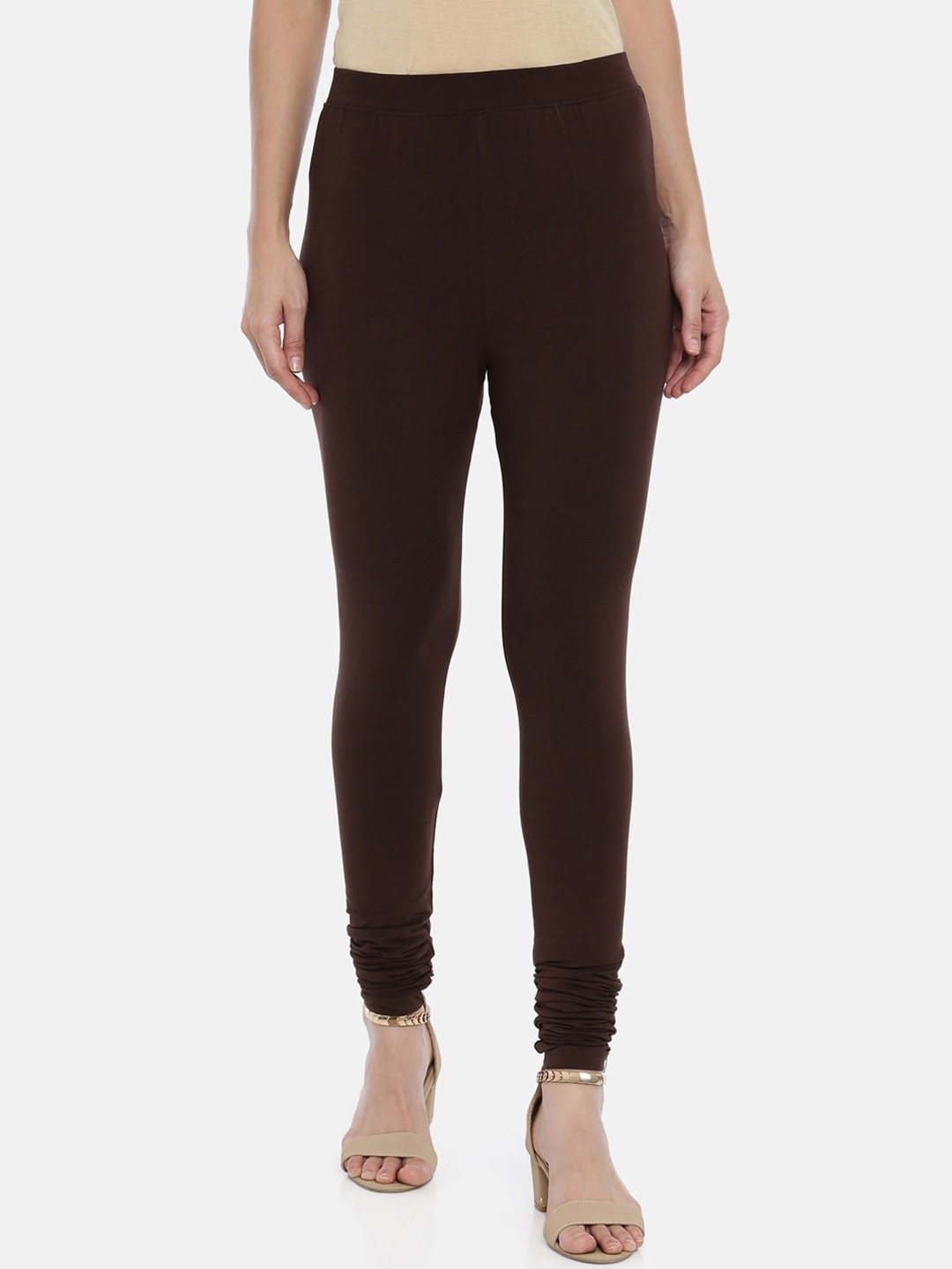

Huggy Women Coffee Brown Solid Churidar-Length Leggings
