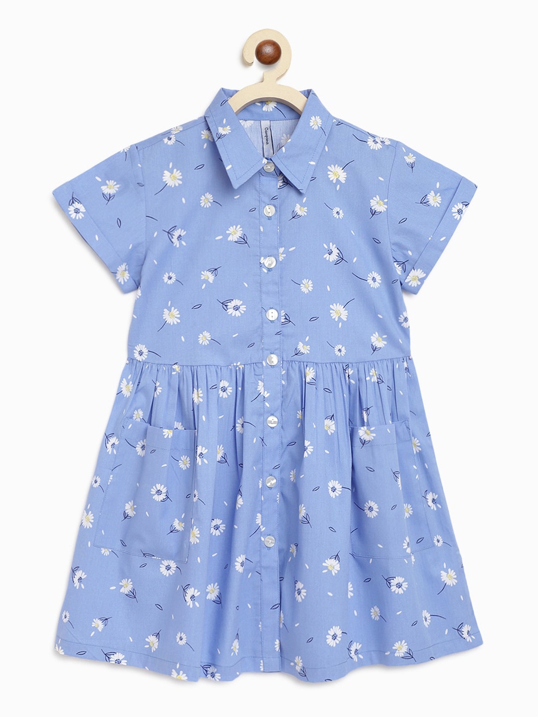 

Campana Girls Blue Printed Shirt Dress