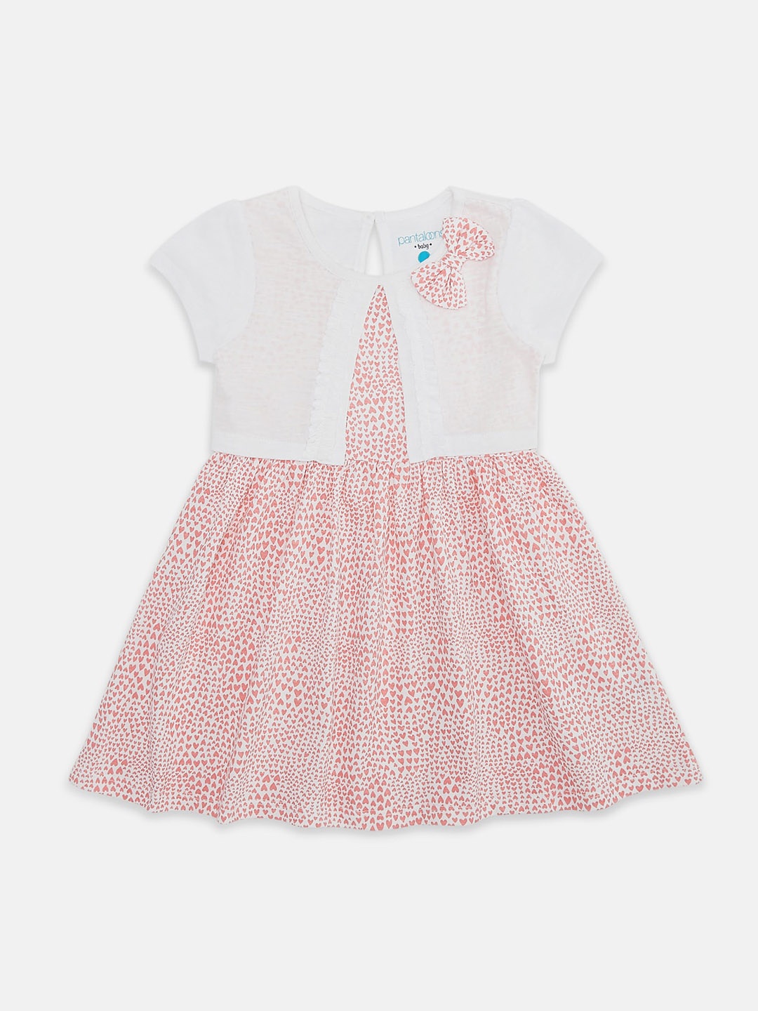

Pantaloons Baby Girls Peach-Coloured Printed Cotton Fit and Flare Dress