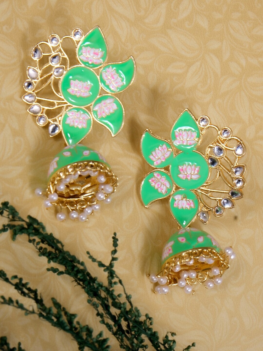 

Crunchy Fashion Green Contemporary Jhumkas