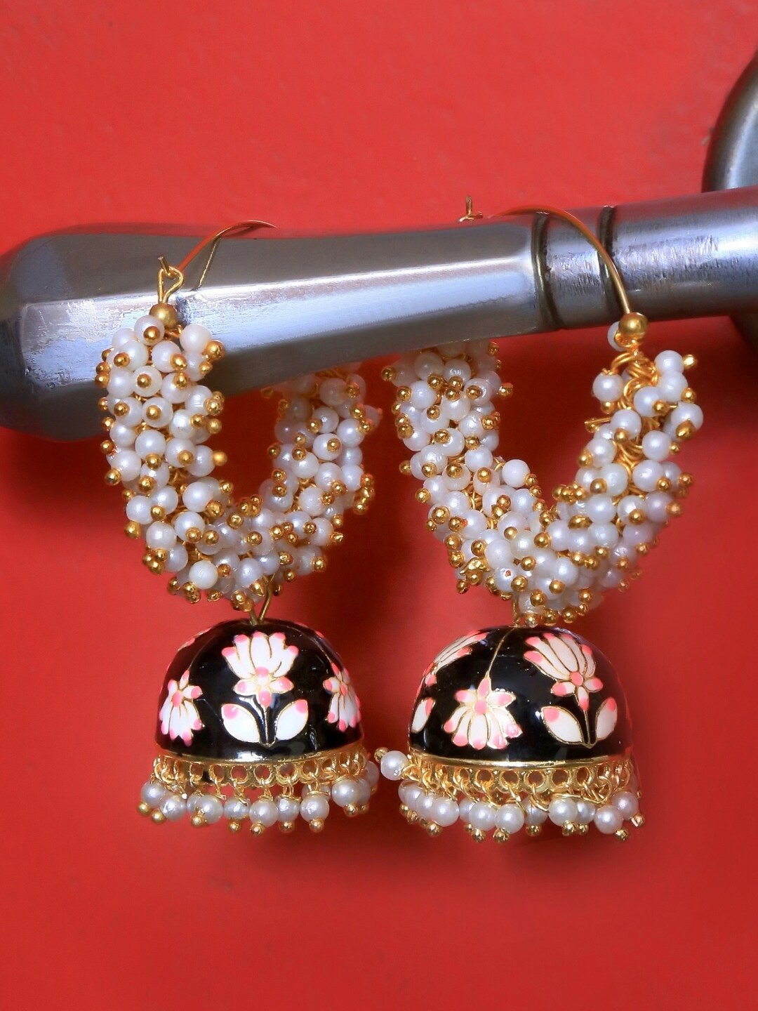 

Crunchy Fashion Gold-Toned Contemporary Jhumkas