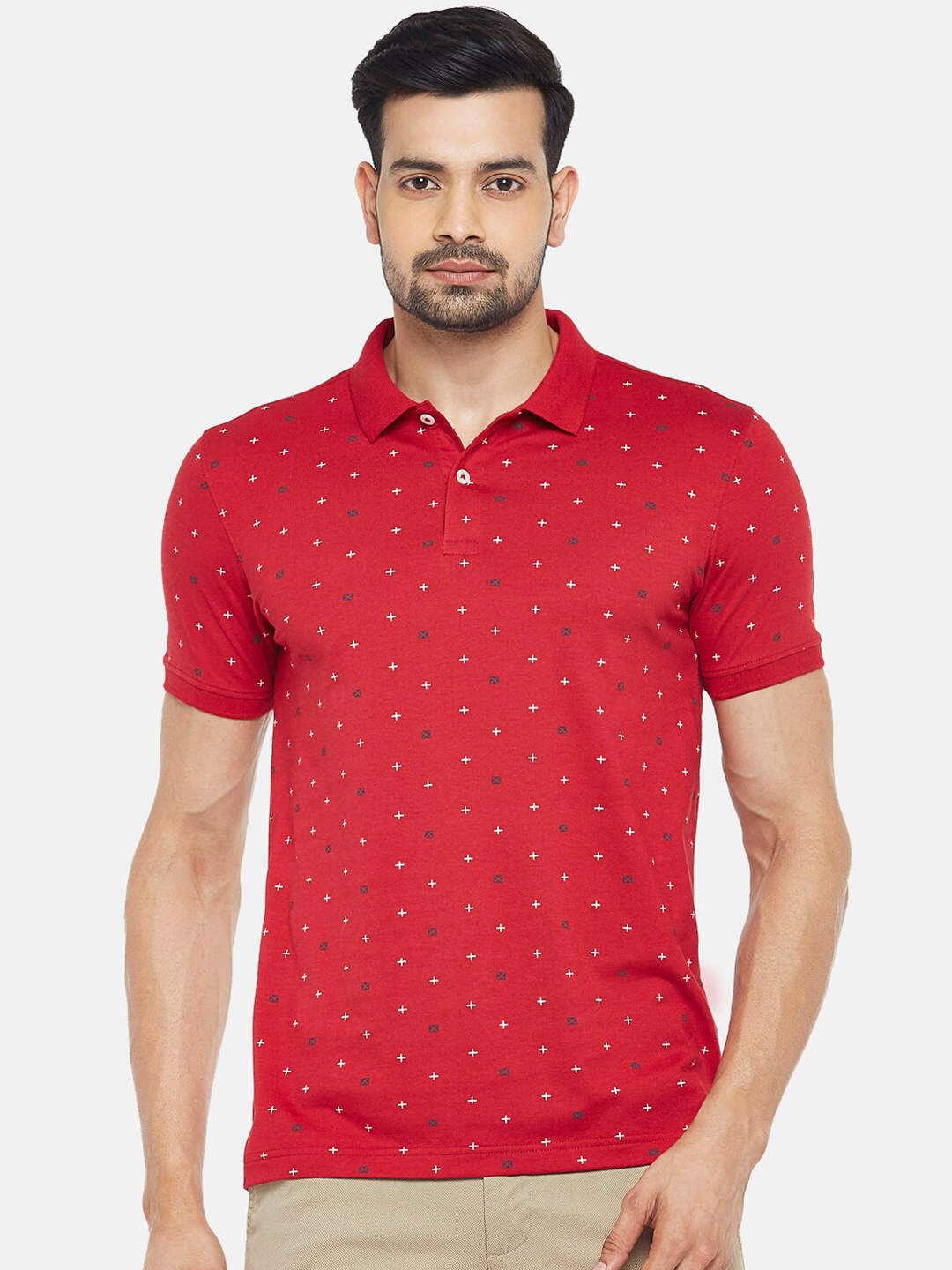 

BYFORD by Pantaloons Men Red Printed Polo Collar T-shirt