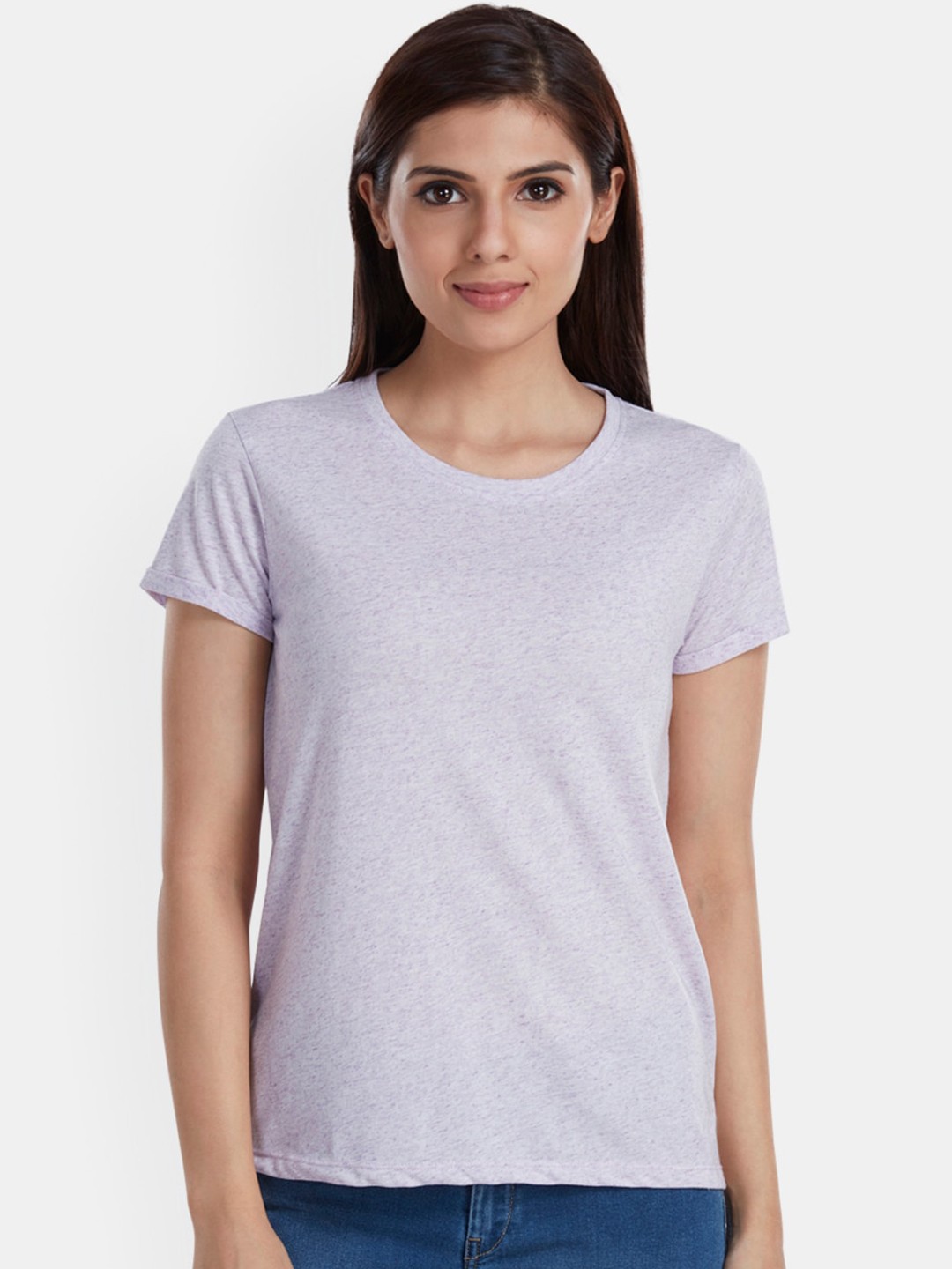 

Pepe Jeans Women Lavender Solid Round Neck T-shirt