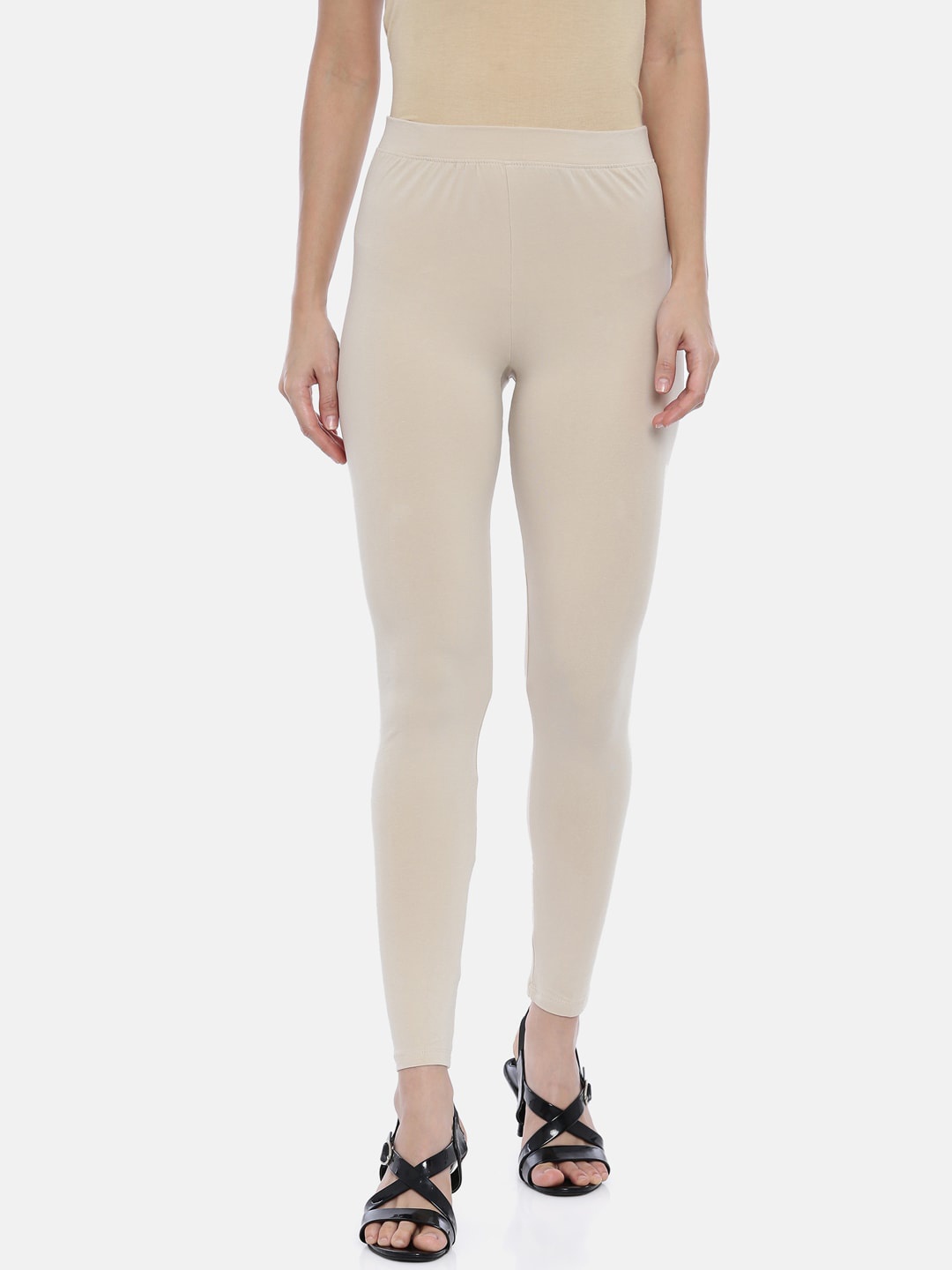 

Huggy Women Off White Solid Ankle-Length Leggings