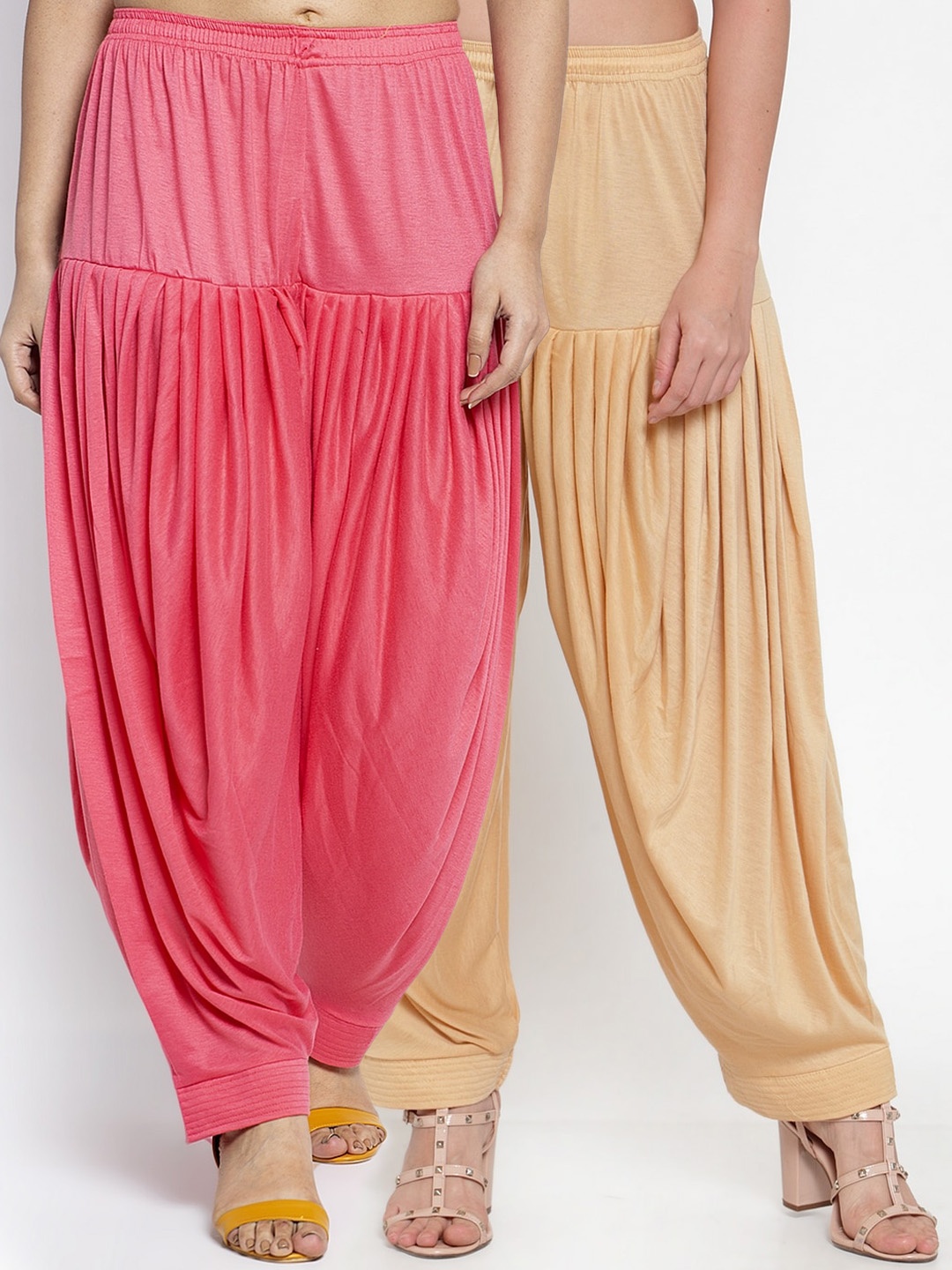 

GRACIT Women Pack Of 2 Solid Loose-Fit Patialas, Peach