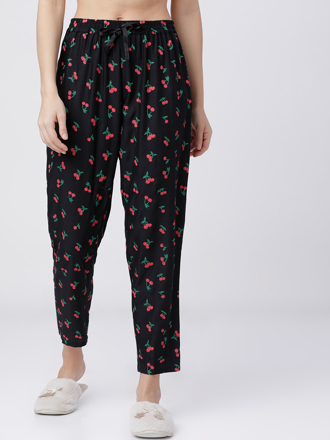 

Tokyo Talkies Women Black & Pink Printed Lounge Pants