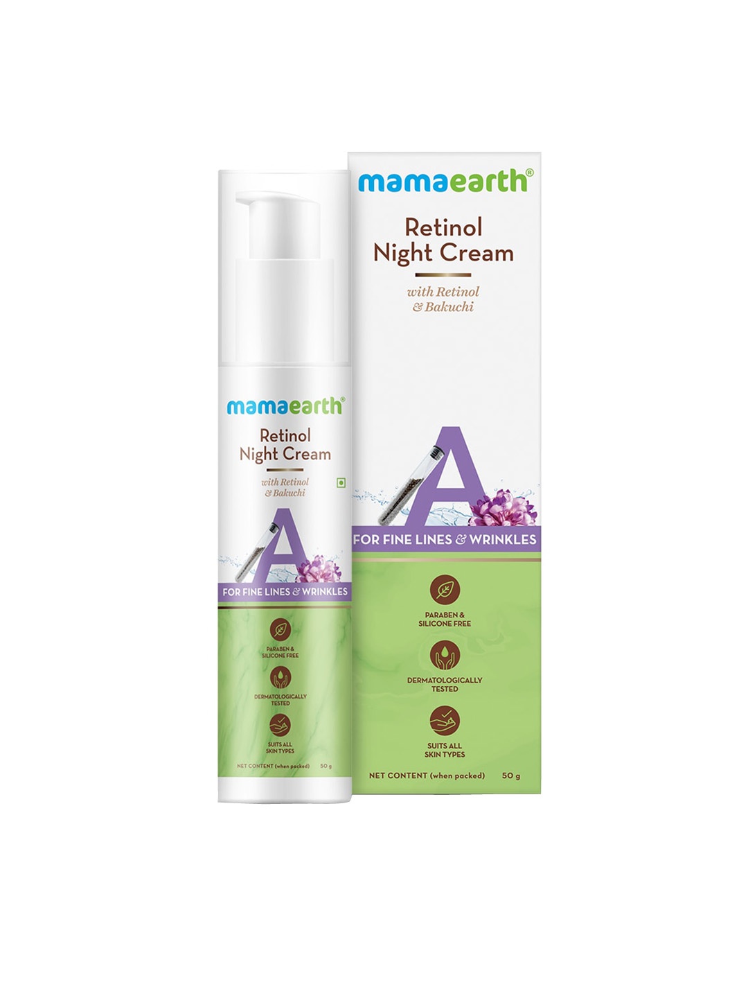 

Mamaearth Women Retinol Night Cream with Retinol & Bakuchi 50 g, White