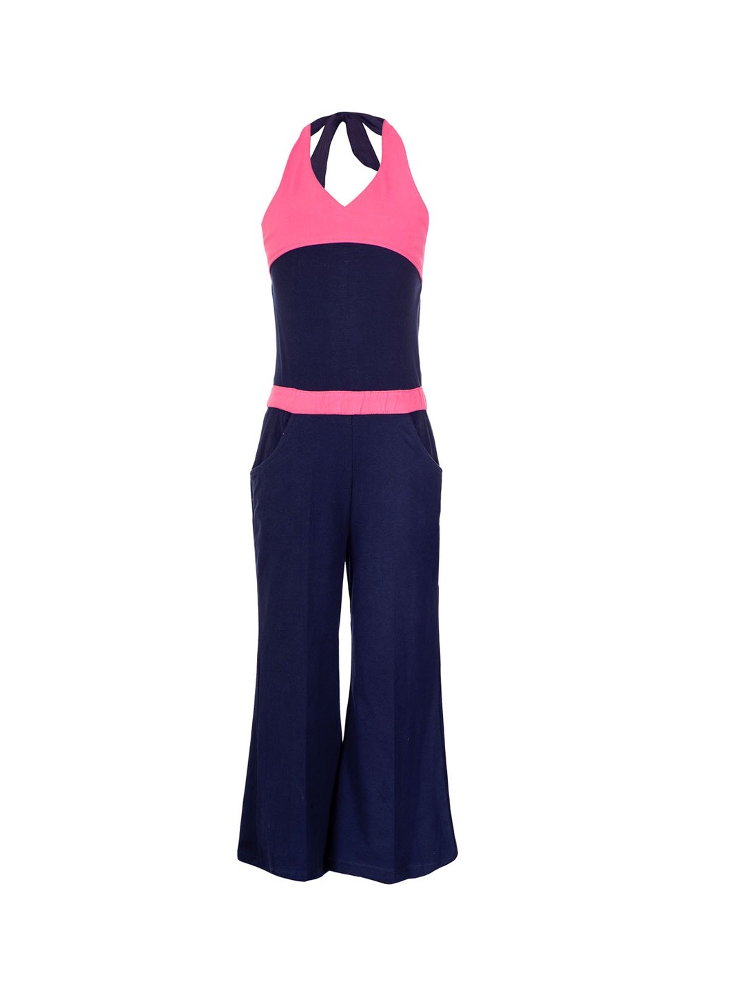 

Naughty Ninos Girls Navy Blue & Pink Colourblocked Basic Jumpsuit