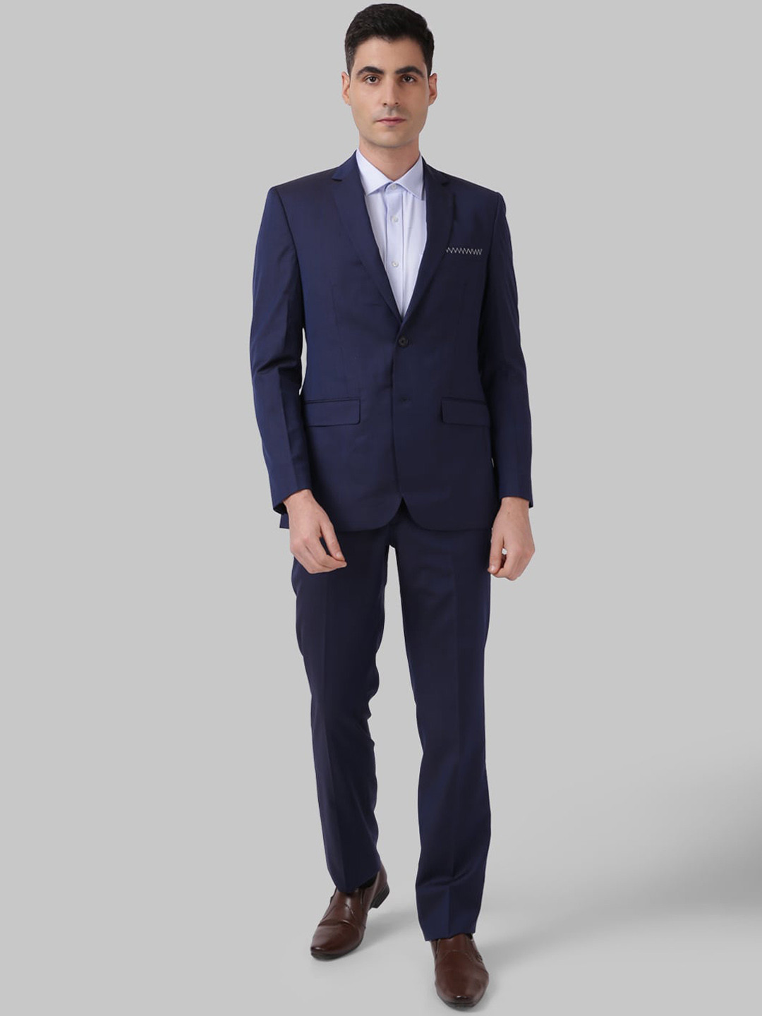 

Park Avenue Men Blue Self-Design Formal Two-Piece Suit