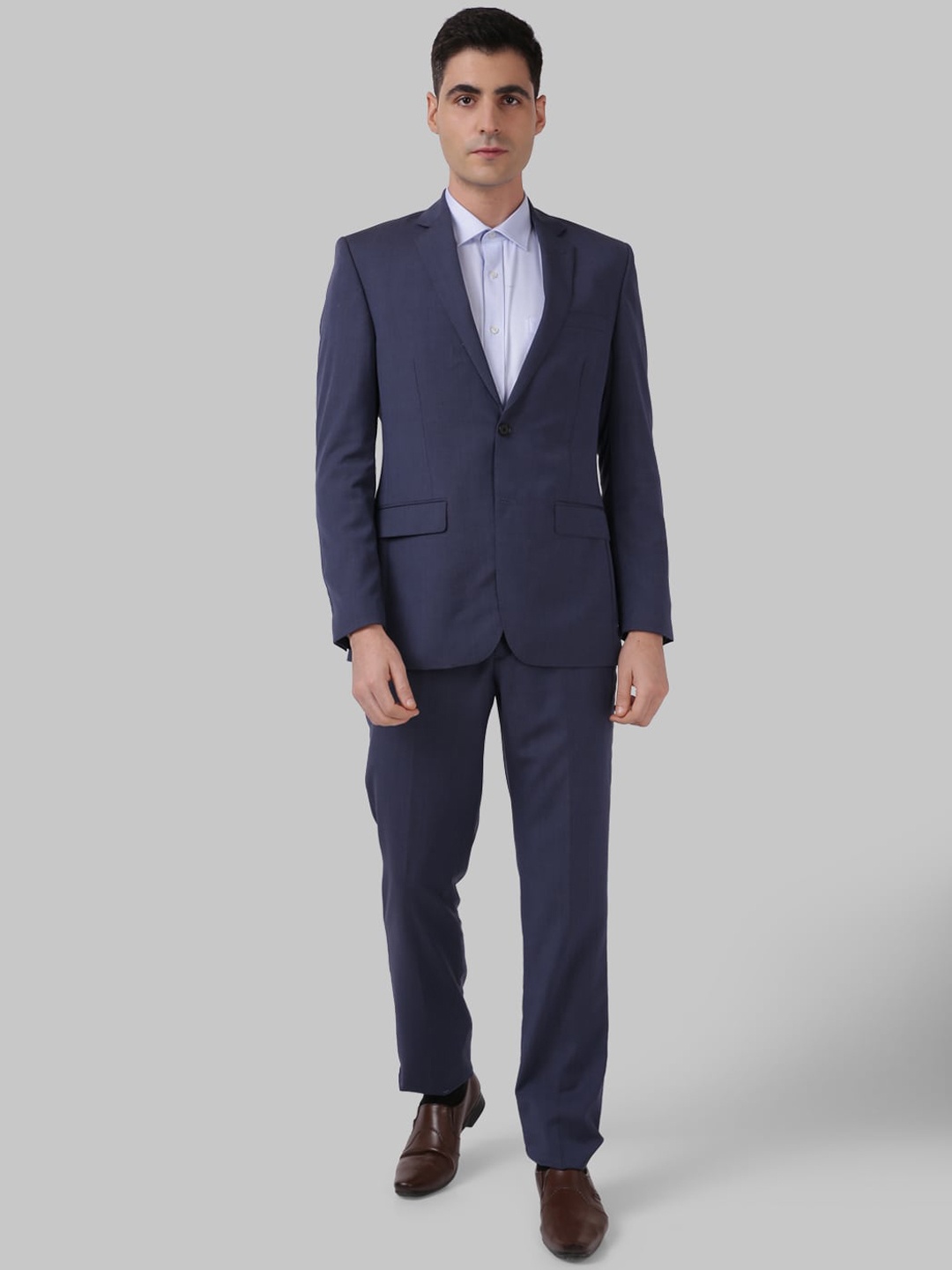 

Park Avenue Men Navy Blue Solid Single-Breasted Formal Suit
