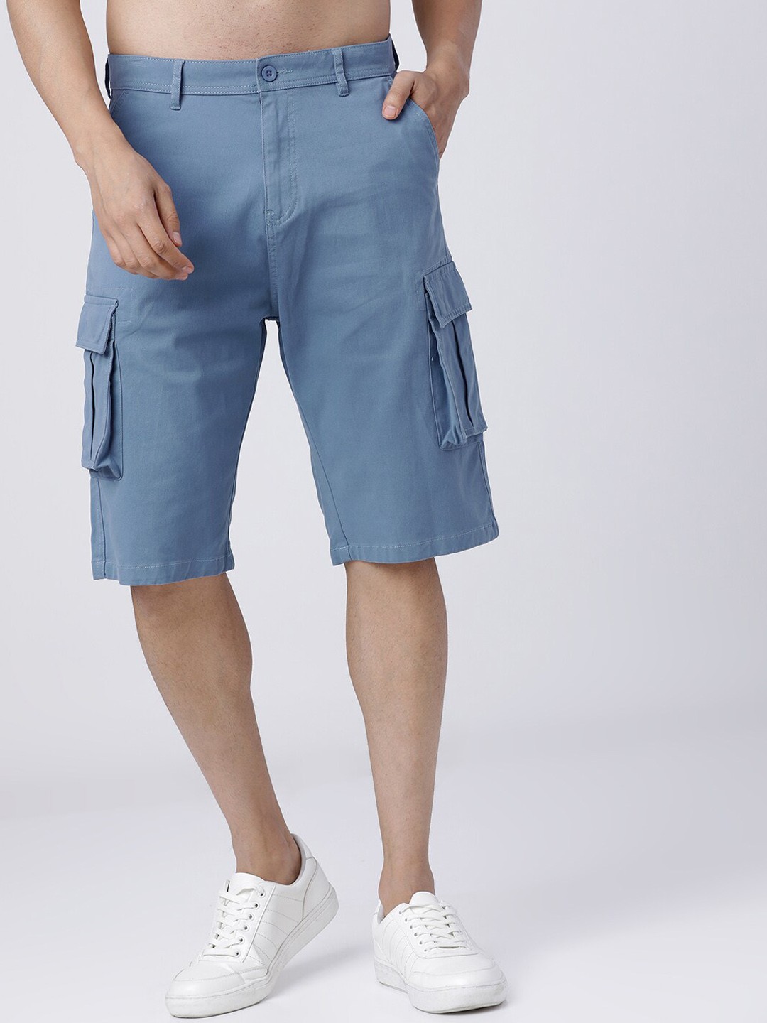 

HIGHLANDER Men Blue Solid Slim Fit Cargo Shorts