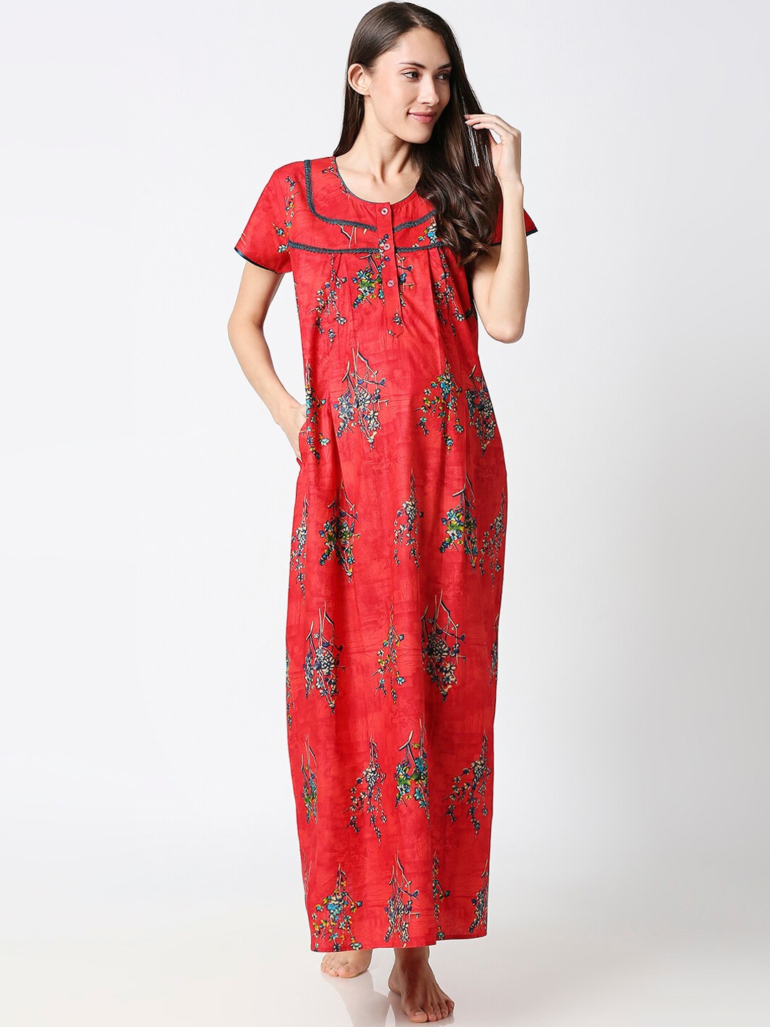 

AV2 Red & Blue Printed Nightdress