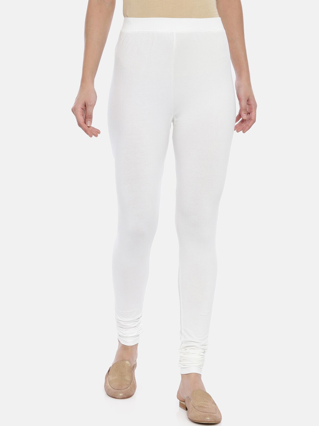 

Huggy Women White Solid Churidar Length Leggings