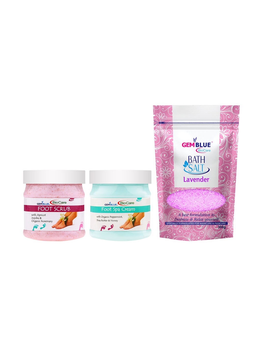 

GEMBLUE BioCare Combo of 3 Foot Scrub & Cream 500 ml, Pink