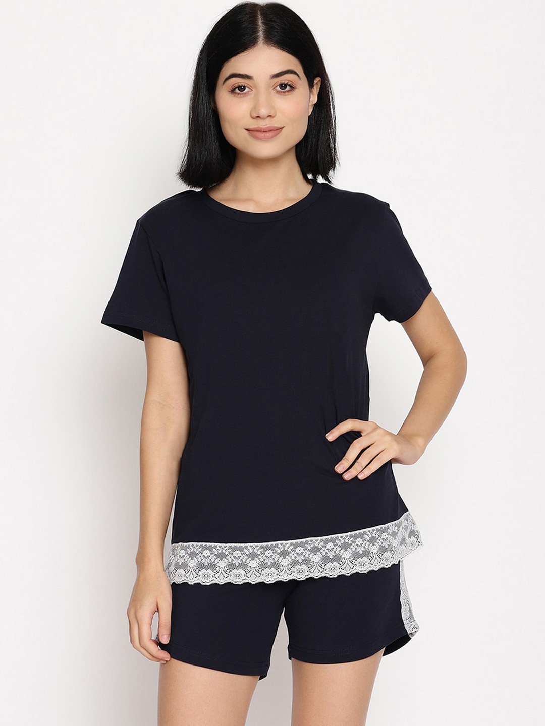 

COASTLAND Women Navy Blue Solid Night Suit